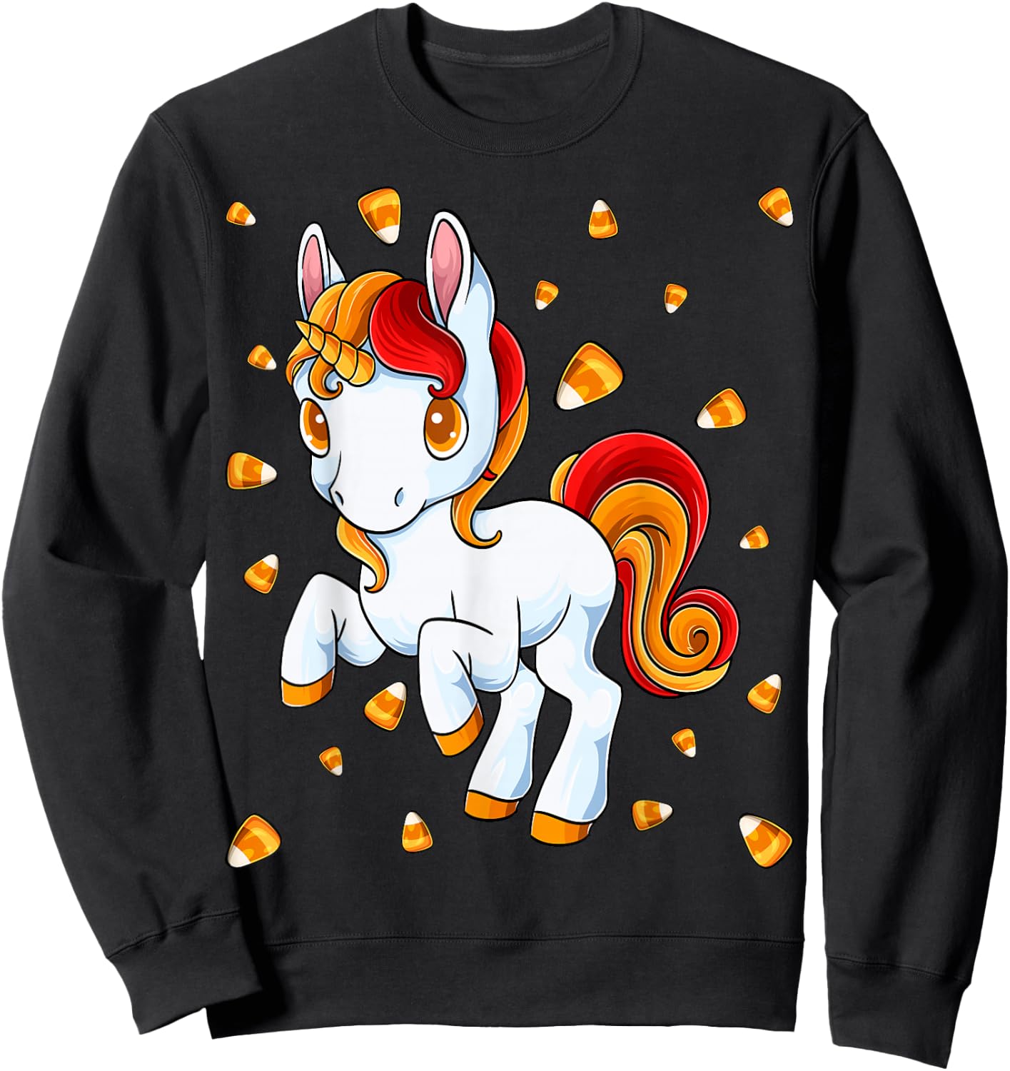 Unicorn Candy Corn Halloween Unicorn Costume Candicorn Sweatshirt - Sweatshirt | Black