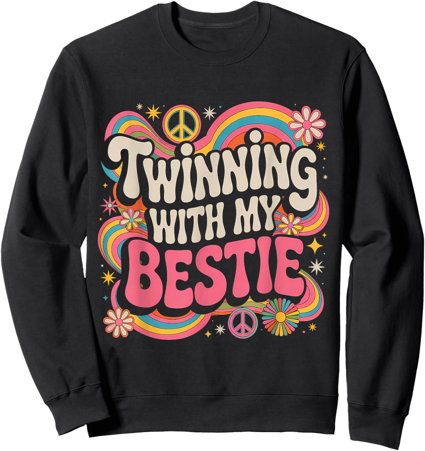 Twinning with My Bestie Twins Friends Twin Matching Sweatshirt - Sweatshirt | Black
