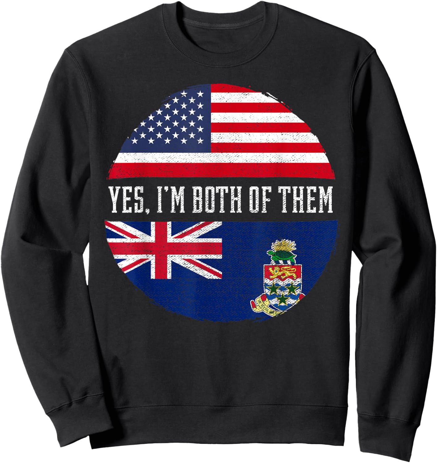 Half American Half Caymanian USA Flag Cayman Islands Sweatshirt - Sweatshirt | Black