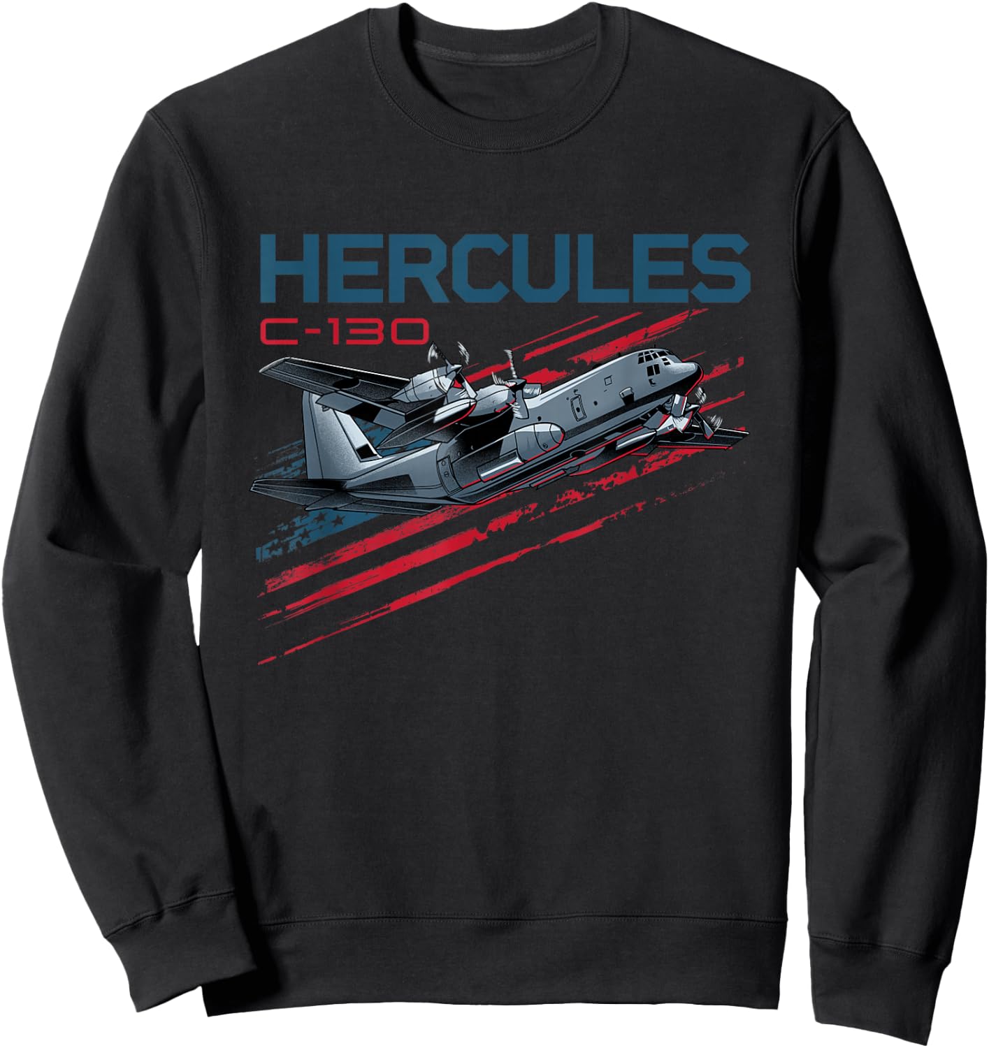 Military Cargo Airplane C-130 Hercules Sweatshirt - Sweatshirt | Black