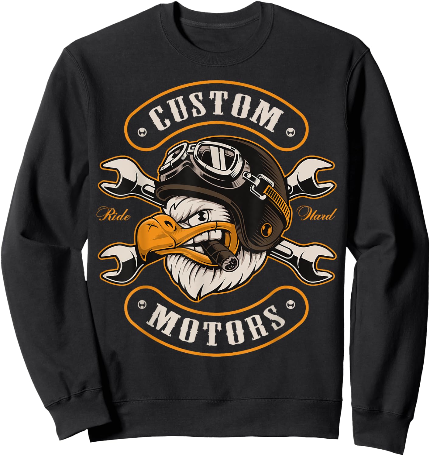 Beautiful biker, motorcycle club, eagle, chopper gift Sweatshirt - Sweatshirt | Black