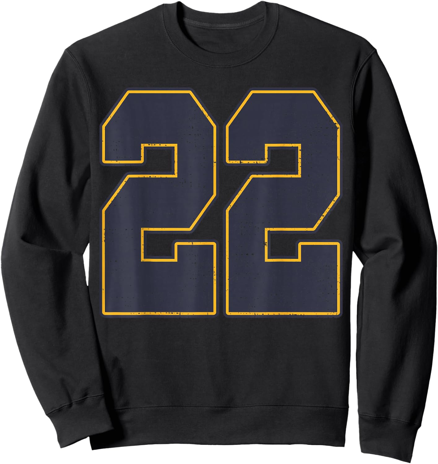 #22 Outline Number 22 Fan Varsity Sports Team Red Jersey Sweatshirt - Sweatshirt | Black