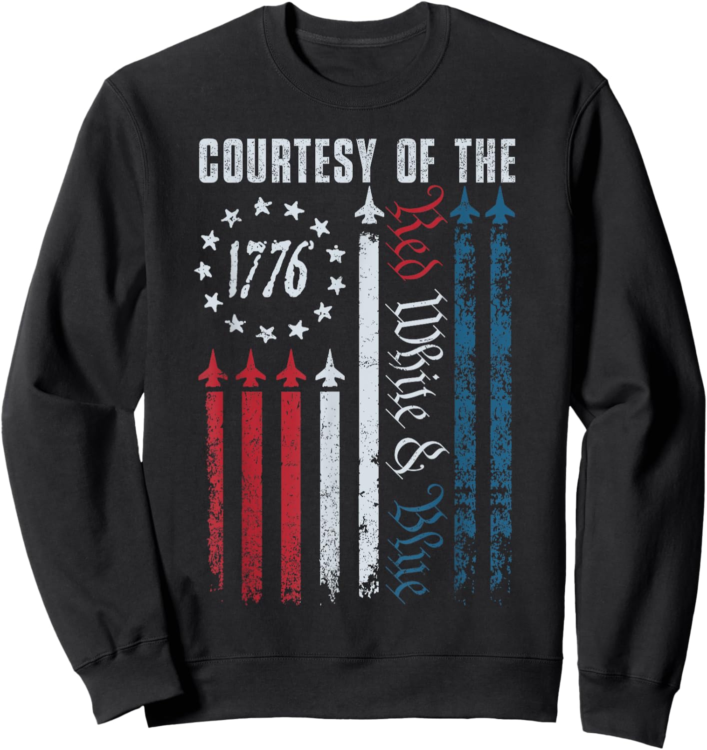 Vintage America USA Flag Courtesy Of The Red White And Blue Sweatshirt - Sweatshirt | Black