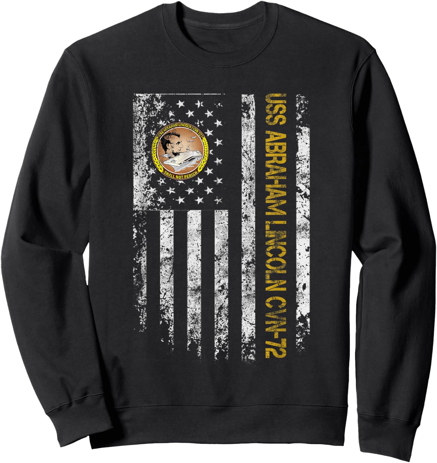 Proud US Military Warships USS CVN-72 Veterans Day Black Sweatshirt - Sweatshirt | Black