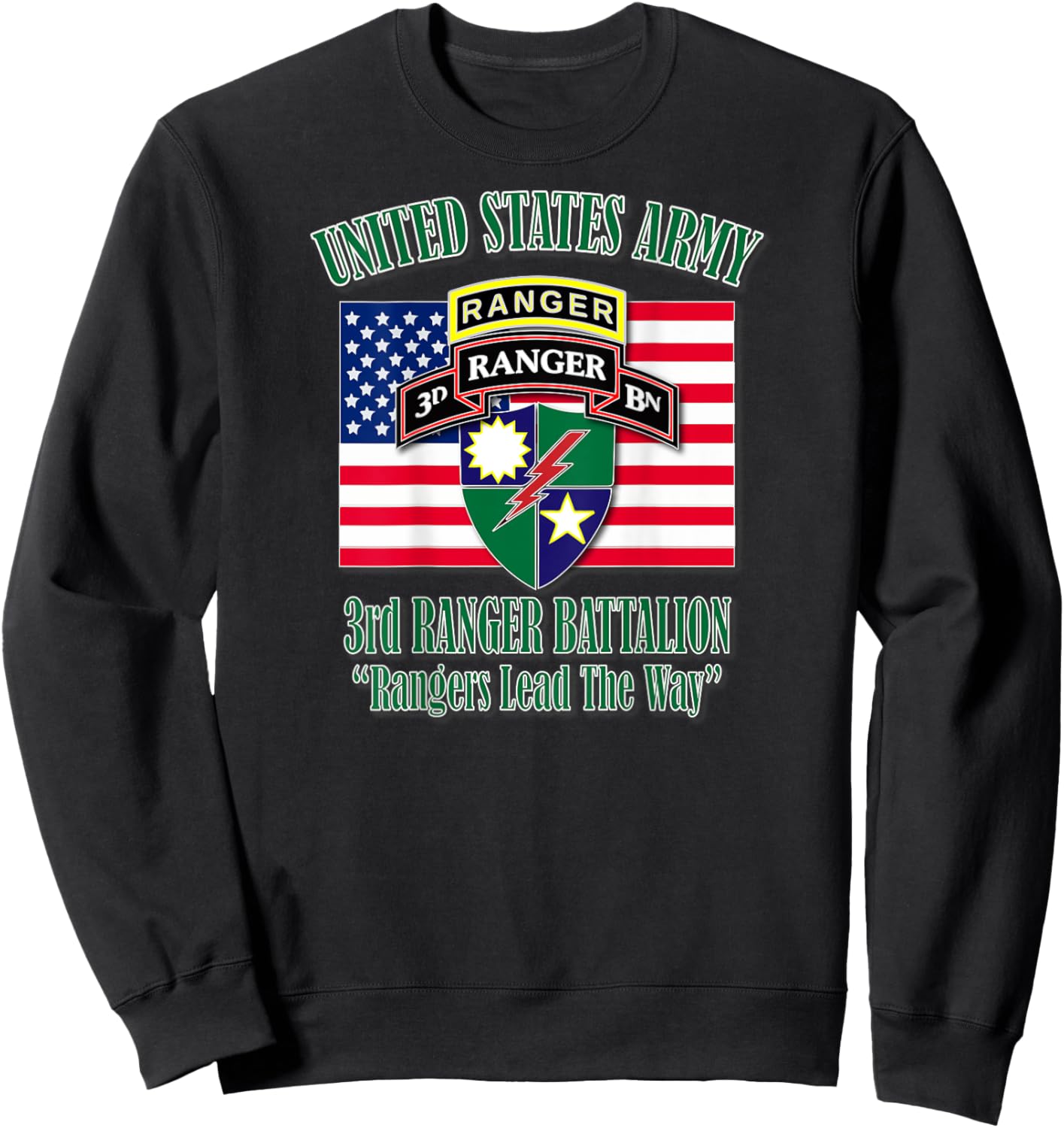 3rd Ranger Battalion (Back Design) Sweatshirt - Sweatshirt | Black