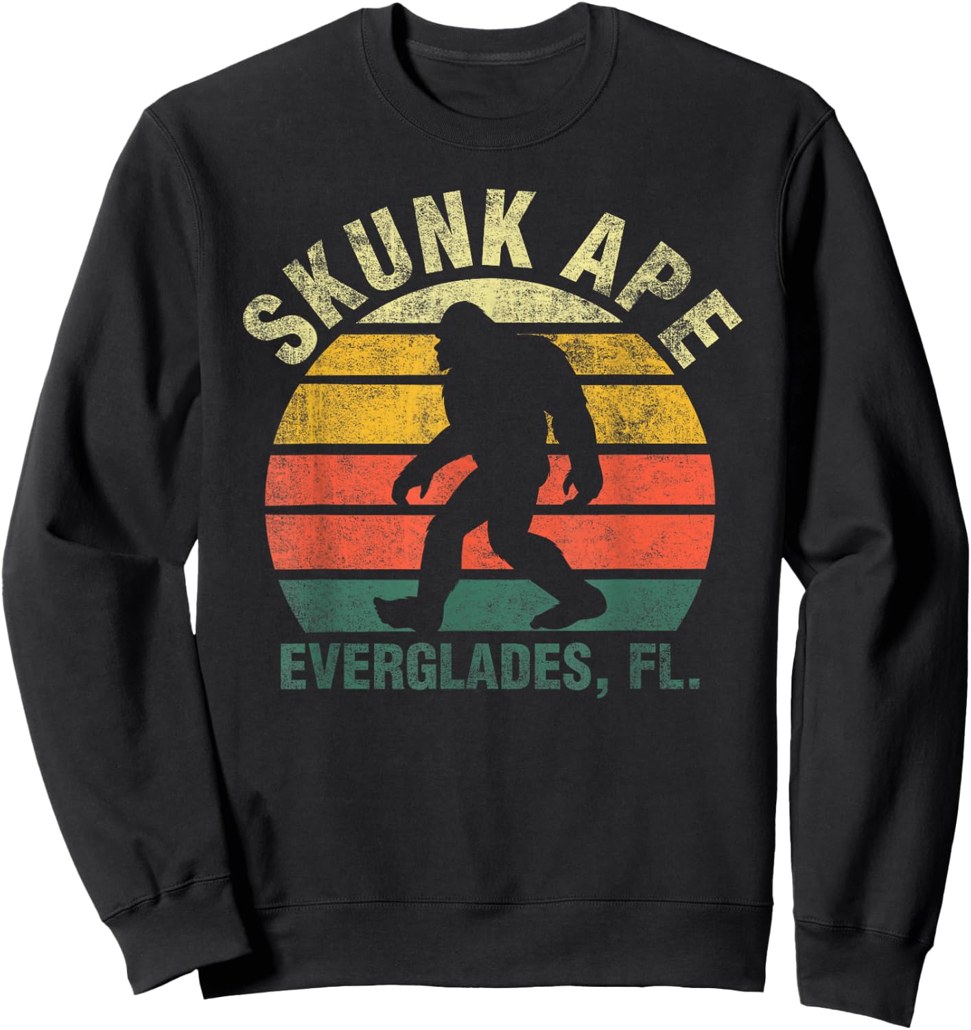 Vintage Retro Skunk Ape Florida Everglades Swamp Bigfoot Sweatshirt - Sweatshirt | Black