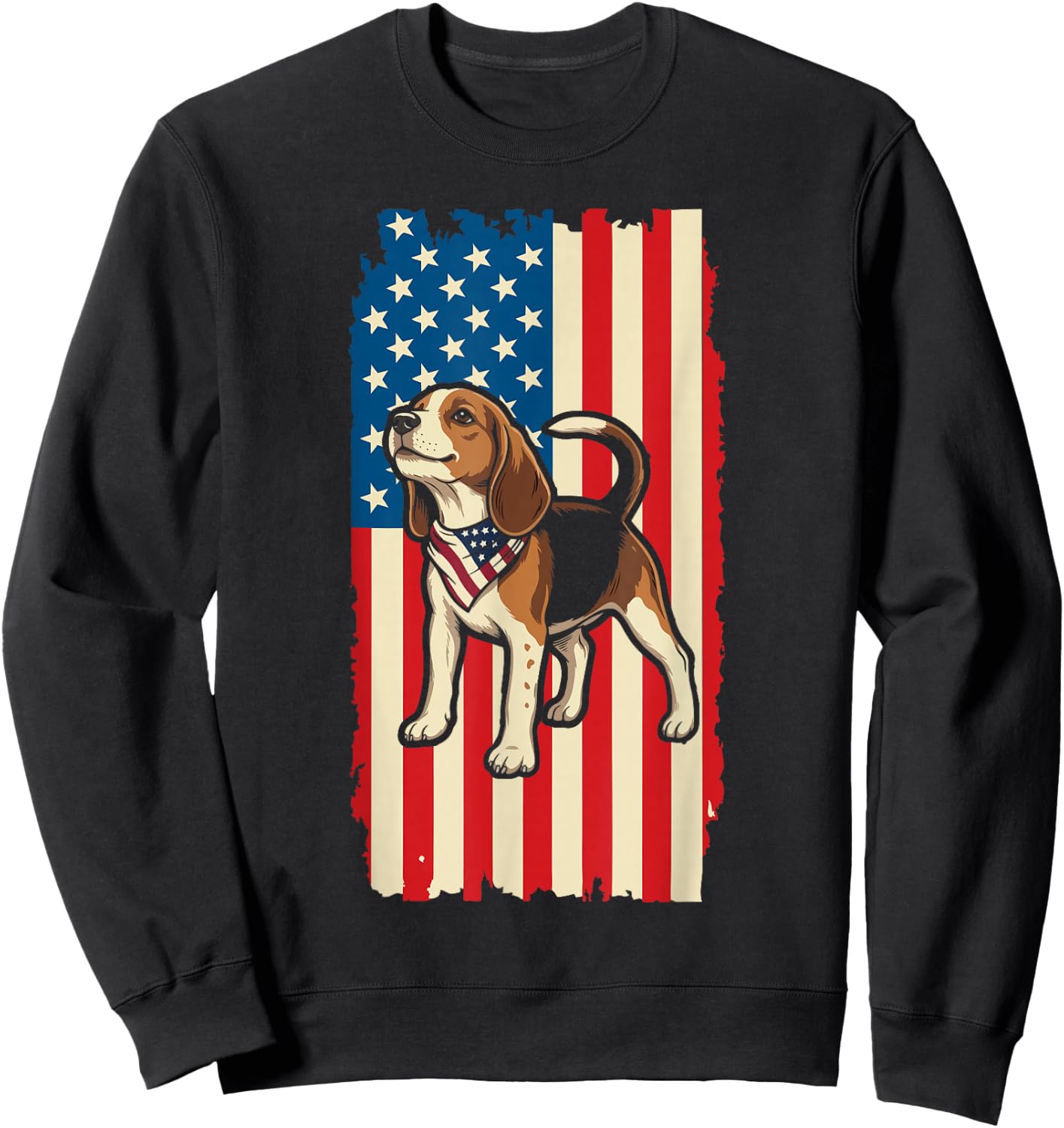 Beagle American Flag Patriotic 4th of July Design Sweatshirt - Sweatshirt | Black