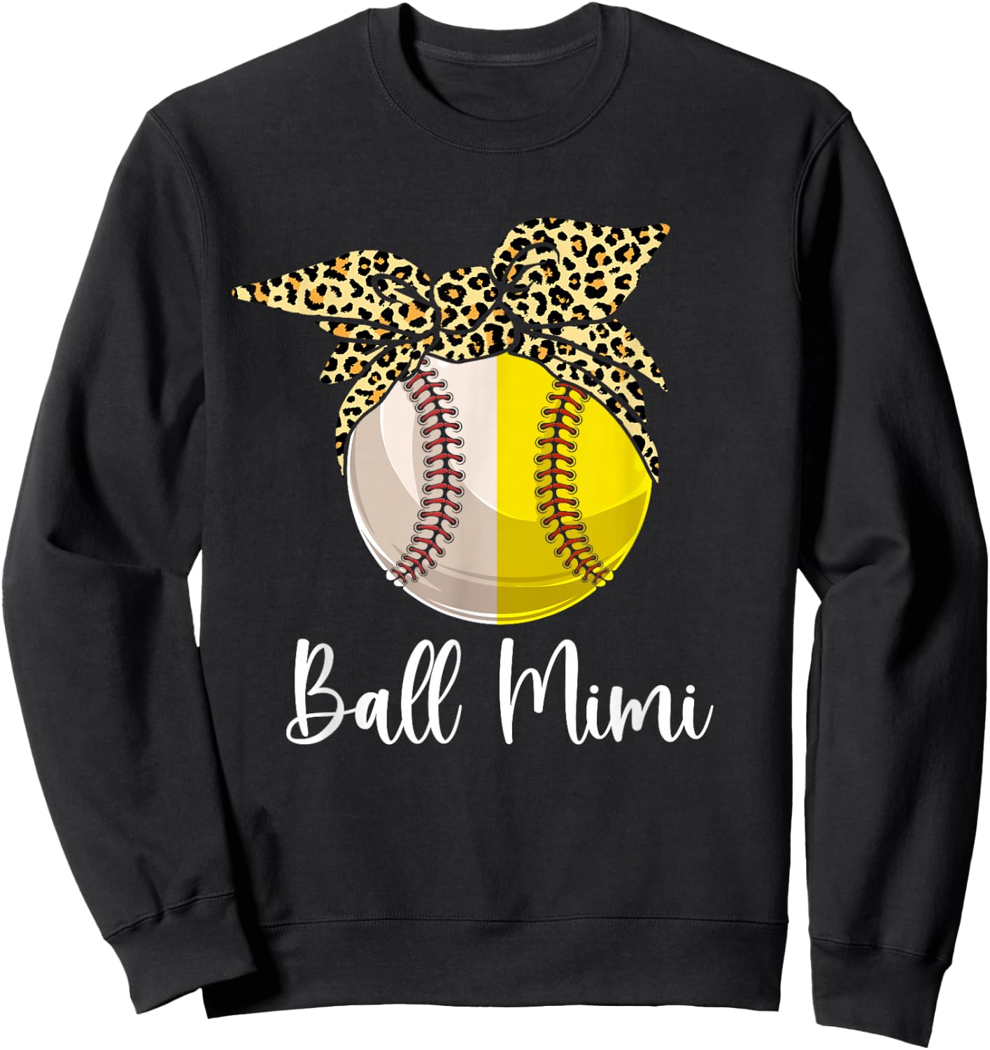Ball Mimi Both Of Softball Baseball Mothers' Day Sweatshirt - Sweatshirt | Black