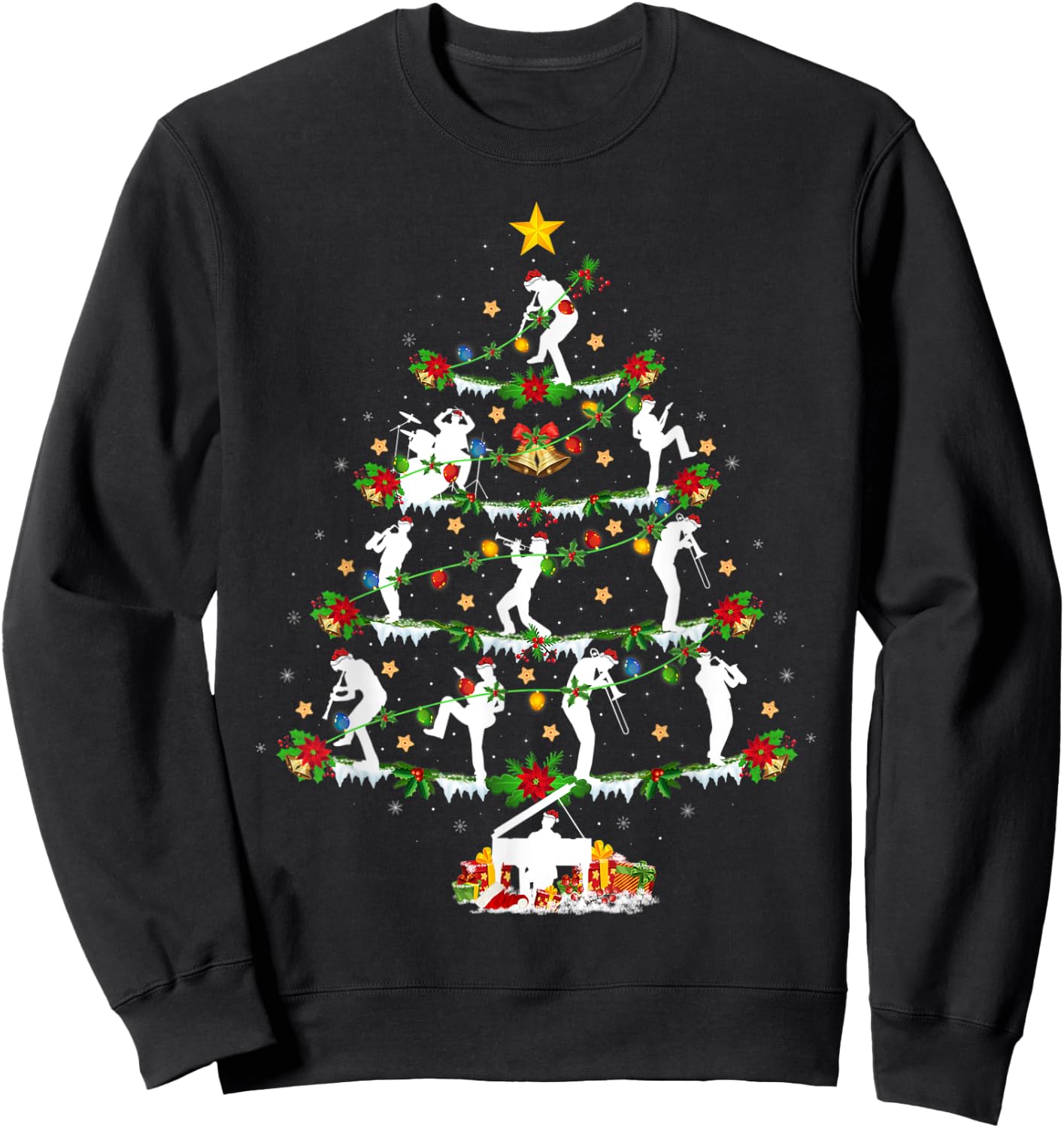 Marching Band Lover Lighting Marching Band Christmas Tree Sweatshirt - Sweatshirt | Black