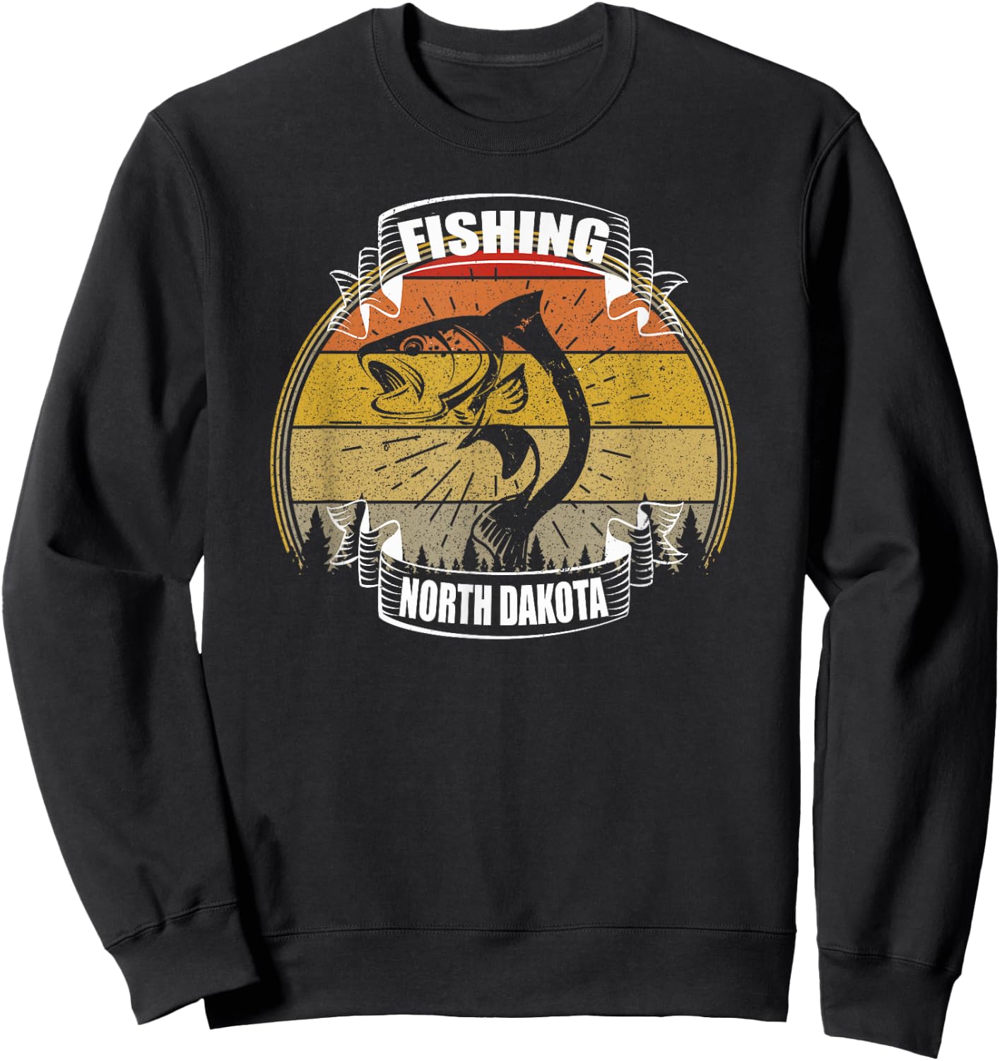 State of North Dakota Fisherman Fish North Dakota Fishing Sweatshirt - Sweatshirt | Black