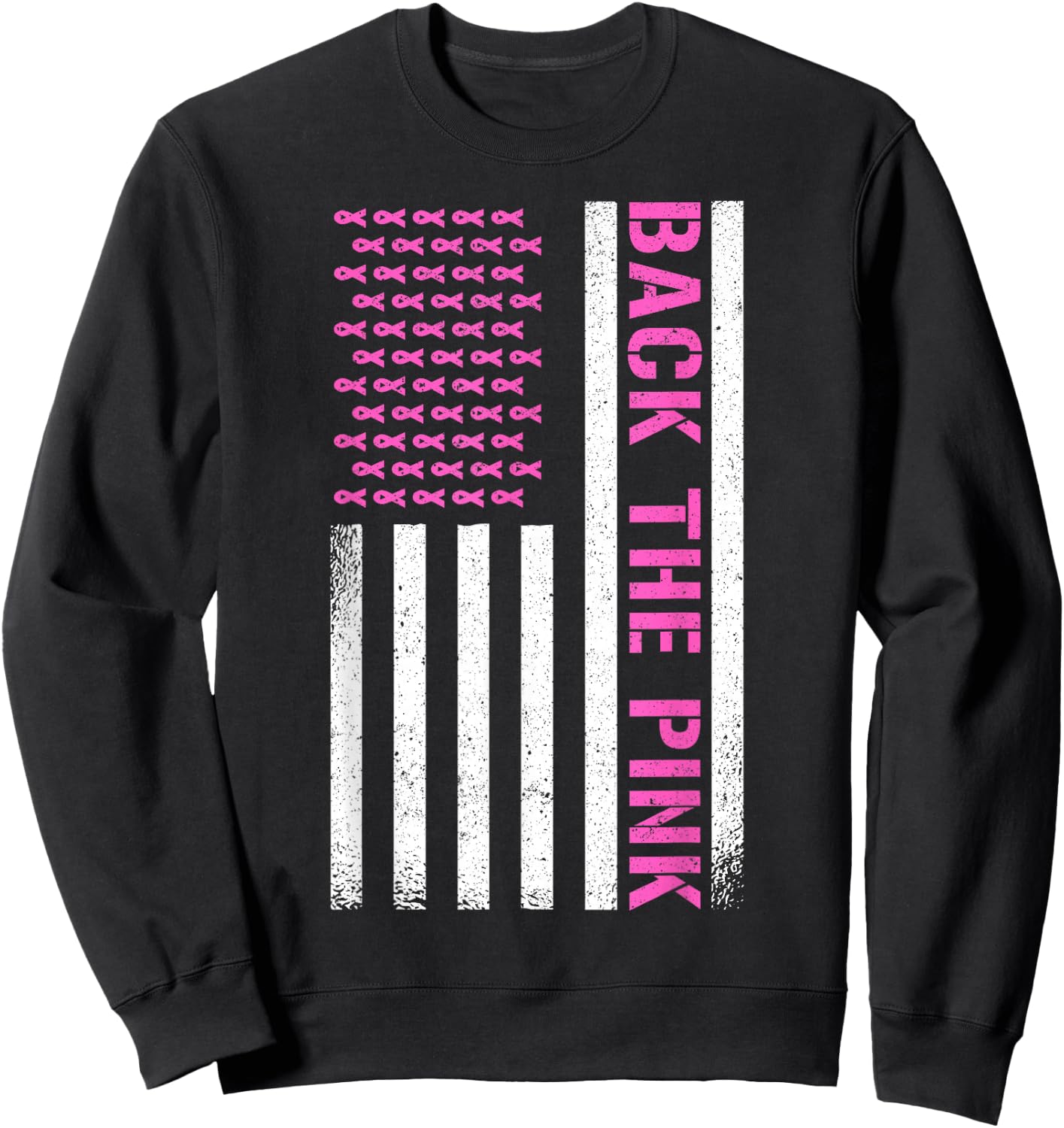 Back The Pink American Flag Sweatshirt - Sweatshirt | Black