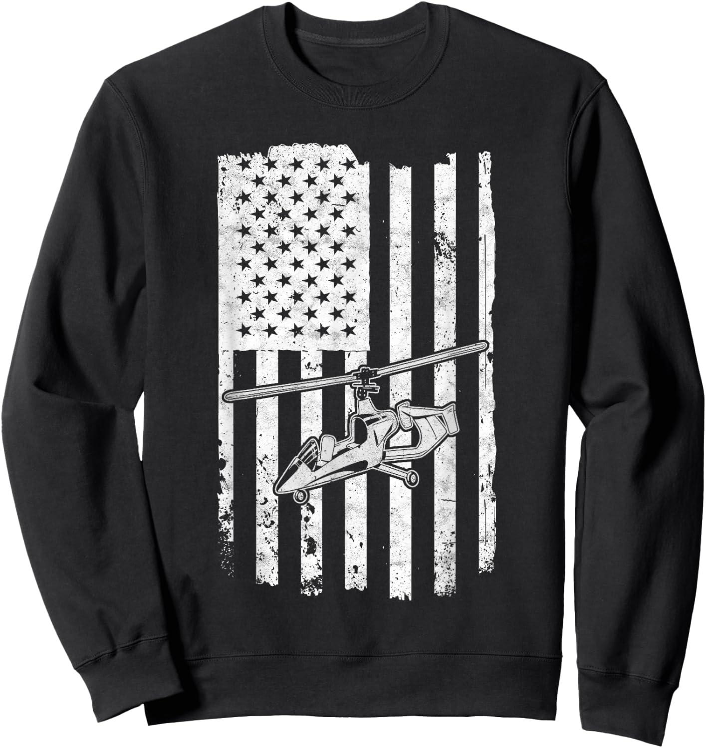 Gyrocopter USA Flag Gyrocopter Sweatshirt - Sweatshirt | Black