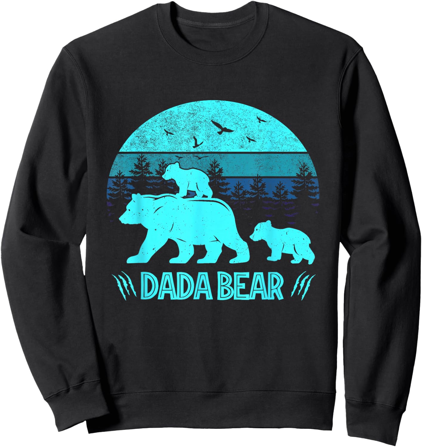 Dada Bear 2 Cubs Daddy of Twin Family Matching Father's Day Sweatshirt - Sweatshirt | Black