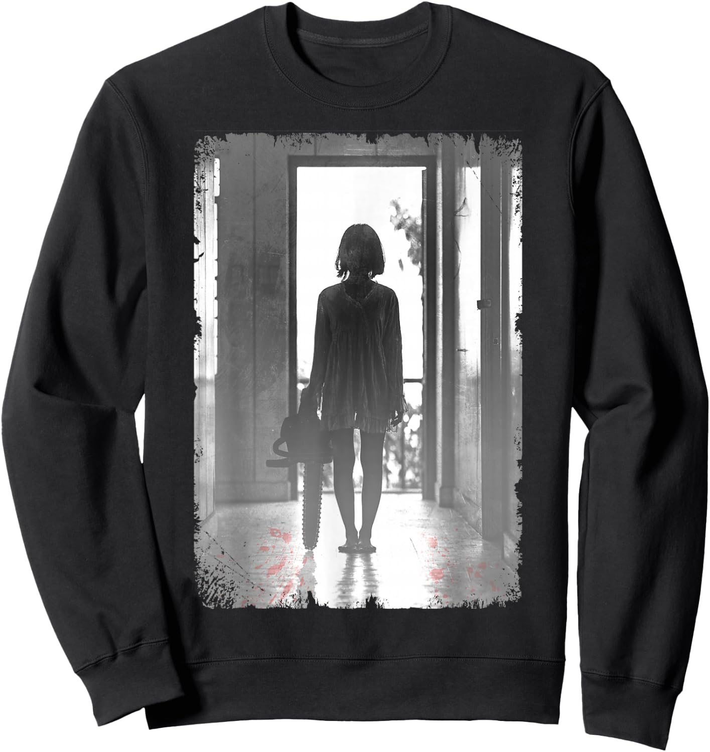 Creepy Chainsaw Girl Horror Dark Art Sweatshirt - Sweatshirt | Black