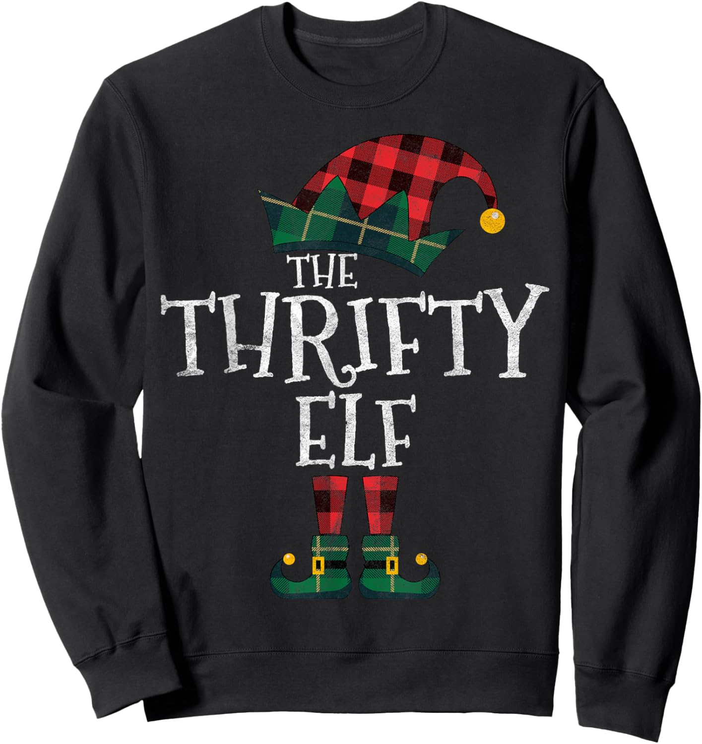The Thrifty Elf Matching Family Group Gift Funny Christmas Sweatshirt - Sweatshirt | Black