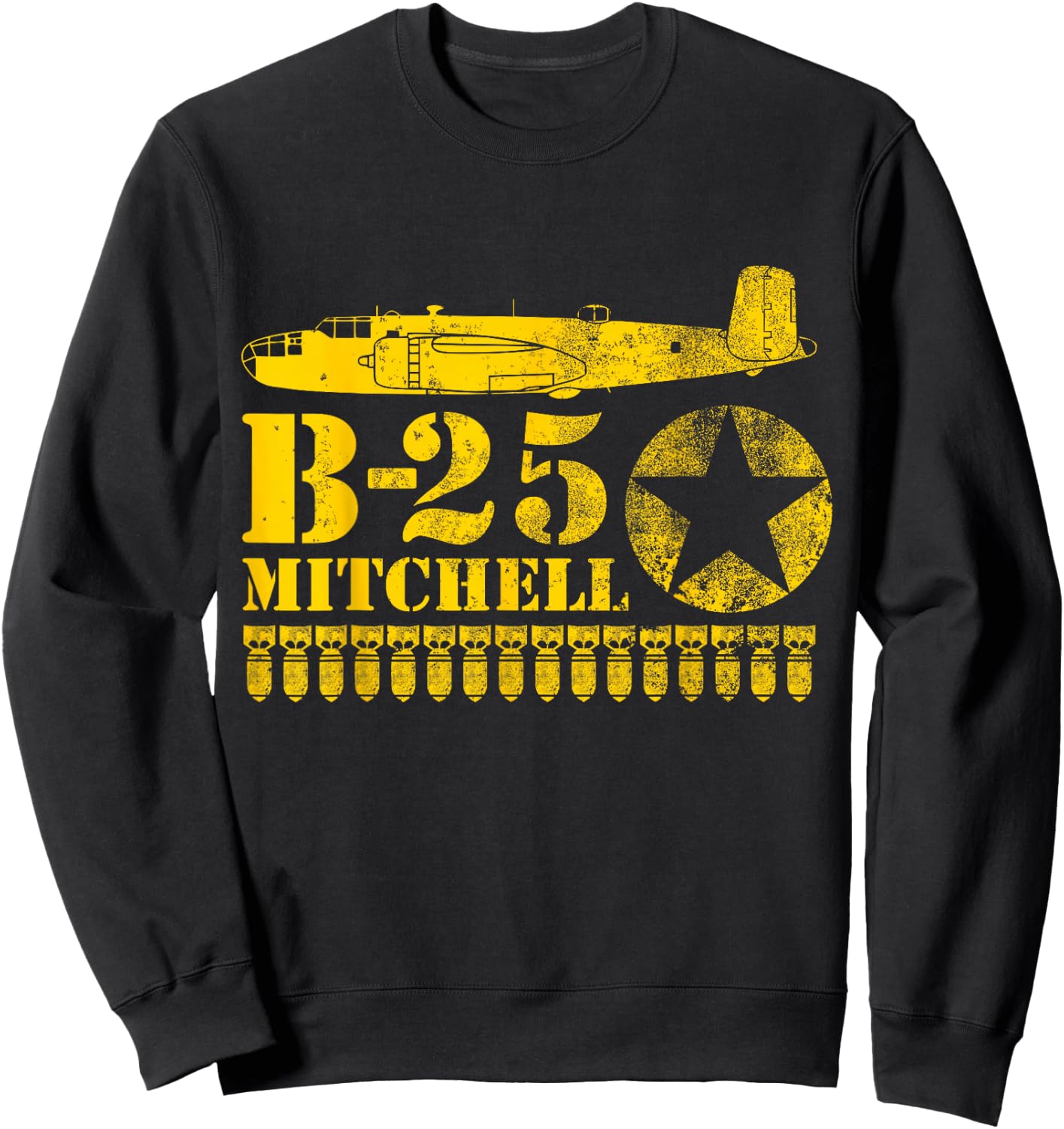 WW2 Air Force Bomber Airplane T shirt - B-25 Mitchell Sweatshirt - Sweatshirt | Black
