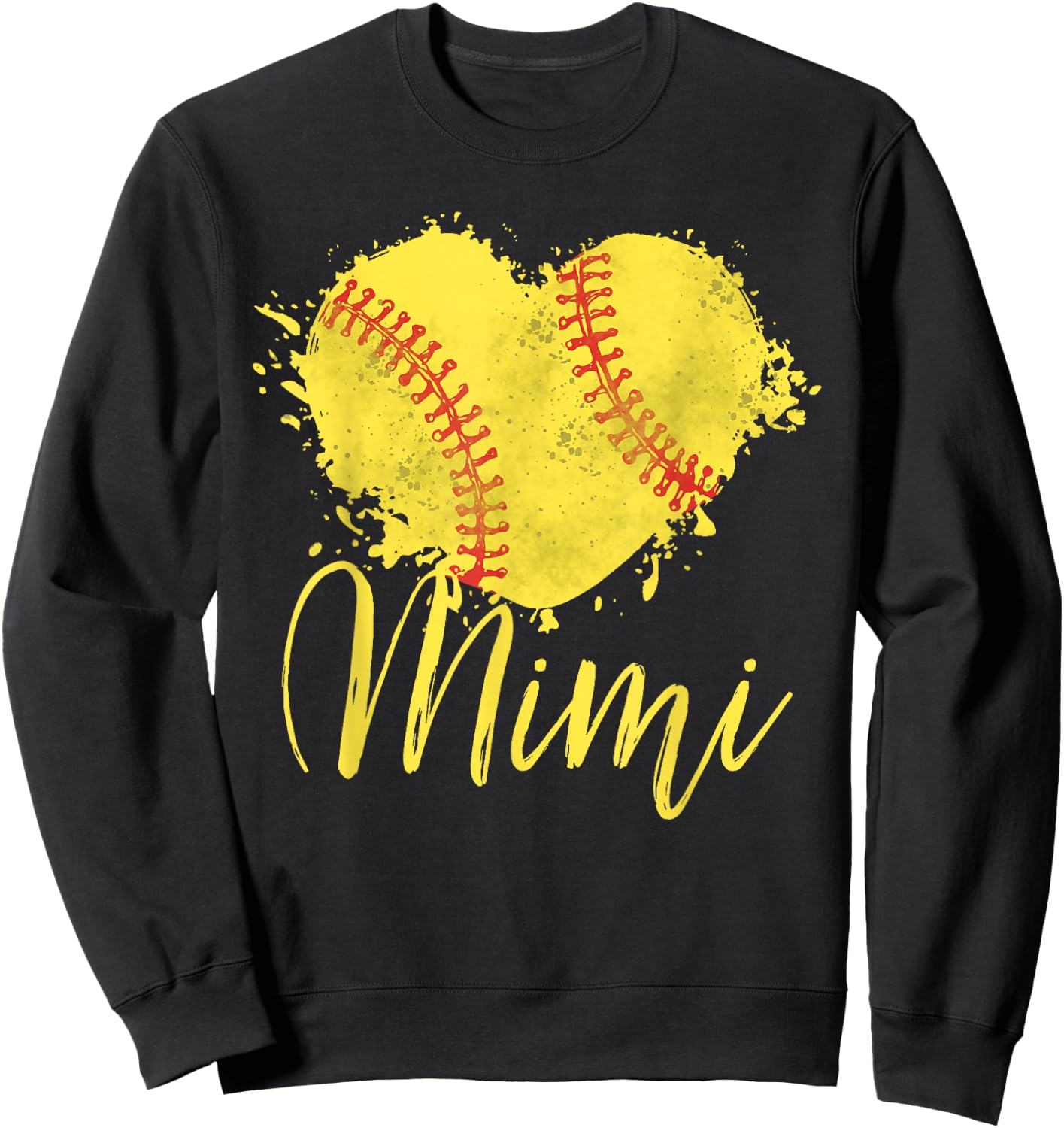 Softball Mimi Softball Love Heart Sweatshirt - Sweatshirt | Black