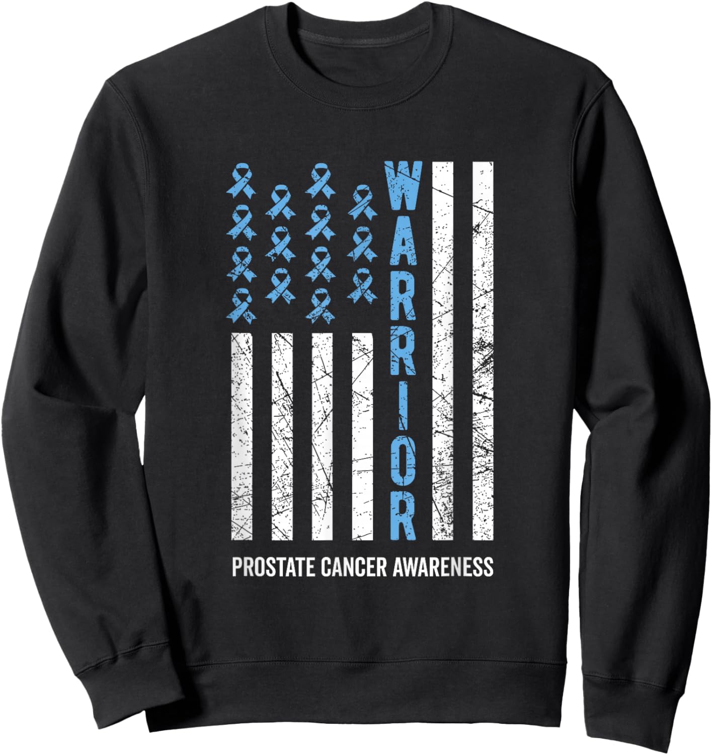Warrior Light Blue Ribbon Prostate Cancer Awareness Sweatshirt - Sweatshirt | Black