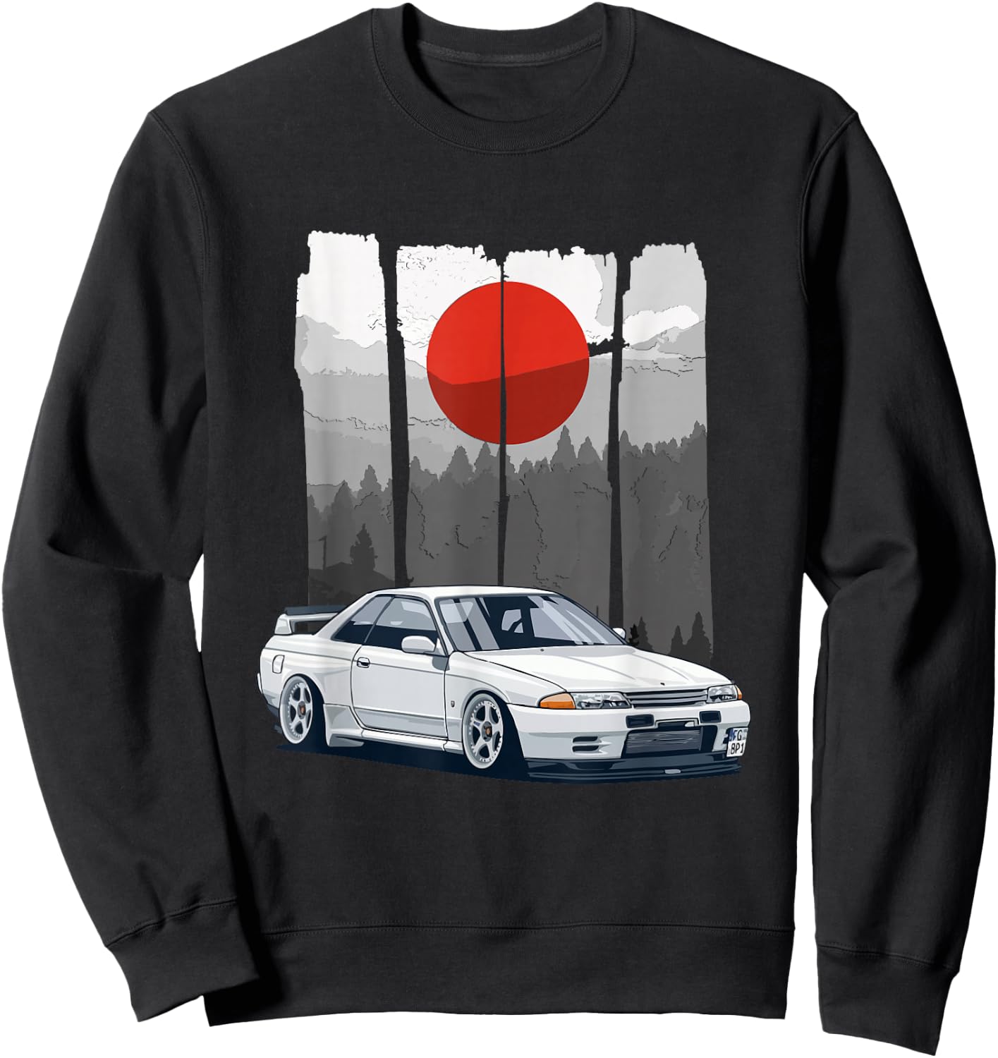 JDM Skyline R32 Car Tuning Japan Rising Sun Drift Sweatshirt - Sweatshirt | Black