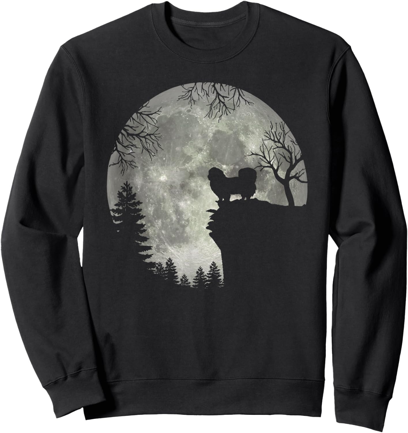 Pekingese, Pekinese And Moon Halloween Sweatshirt - Sweatshirt | Black