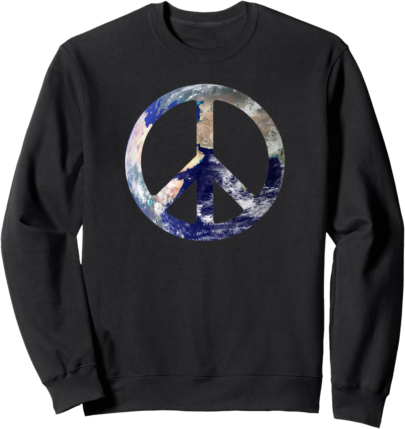World Peace Symbol With Earth Background Of World Peace Sign Sweatshirt - Sweatshirt | Black