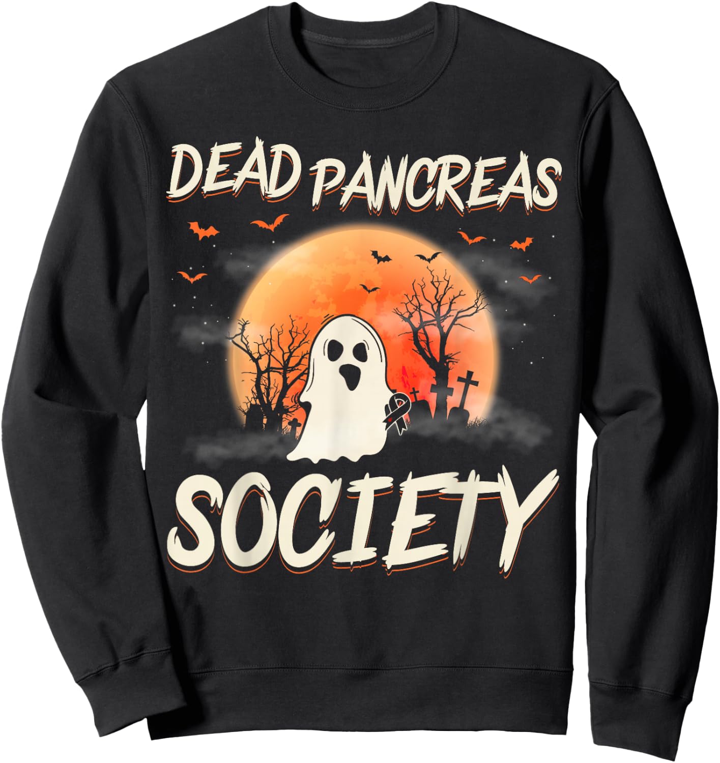 Diabetes Awareness Dead Pancreas Society Halloween Ghost Sweatshirt - Sweatshirt | Black