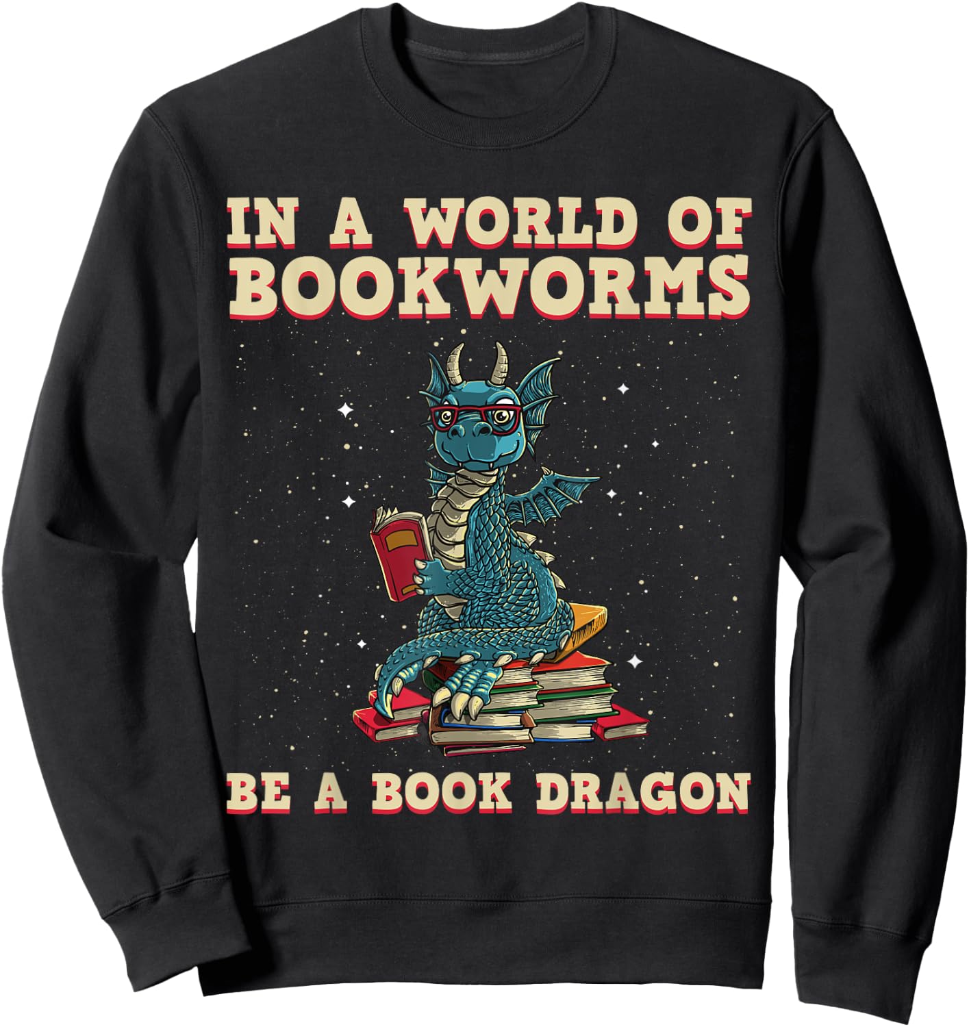 Cute Bookworm Design Women Kids Librarian Book Lover Small Sweatshirt - Sweatshirt | Black