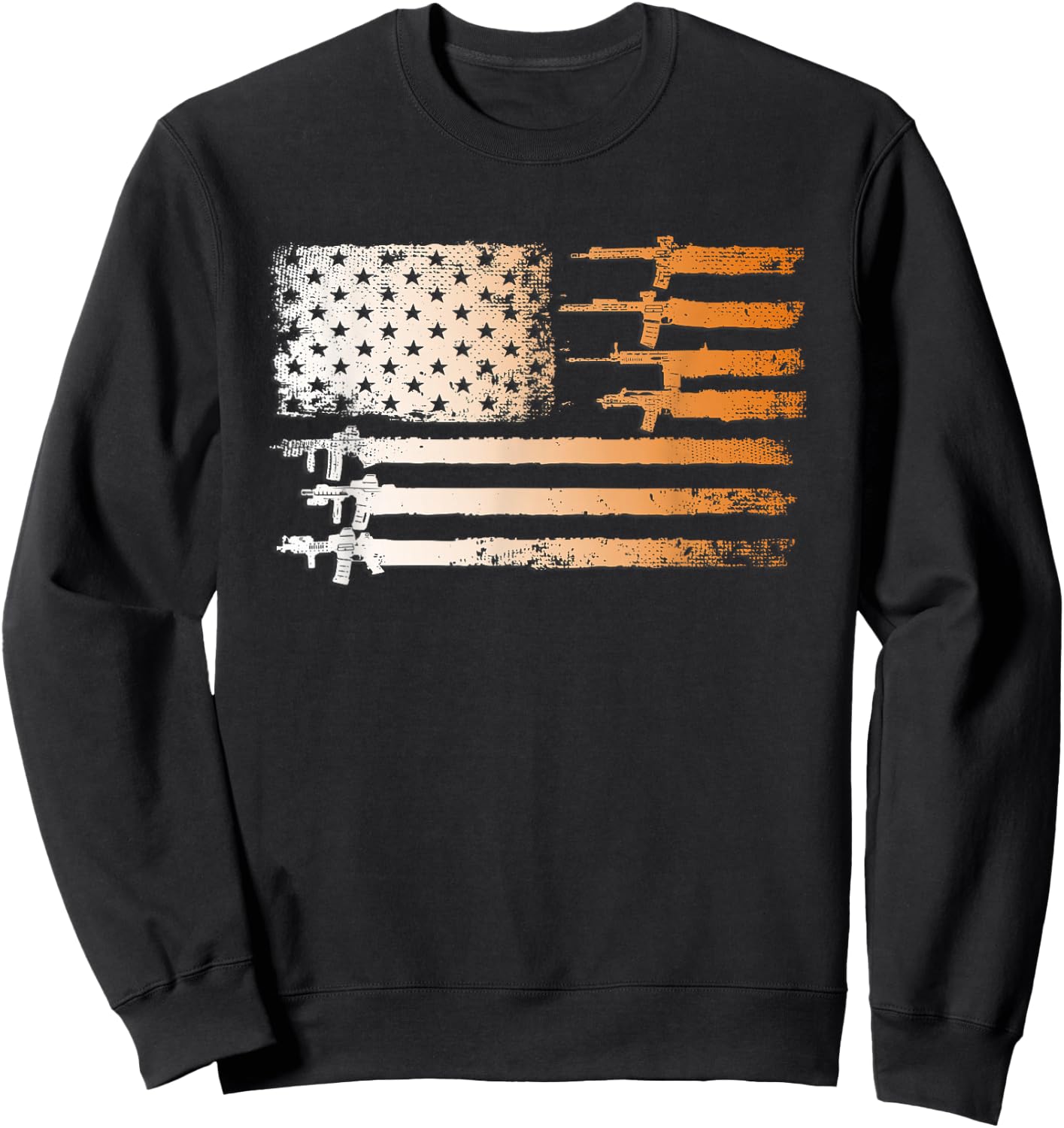 Guns Flag Distressed Gift Veterans Hunters Sweatshirt - Sweatshirt | Black