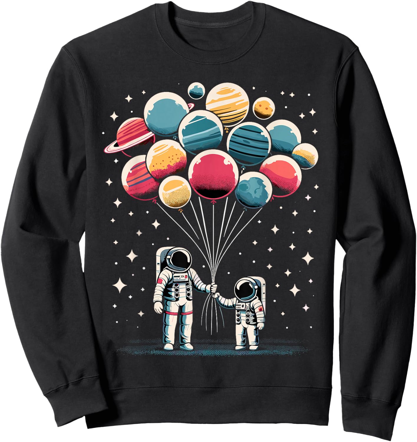 Astronaut Spaceman Retro Space Solar System Astronomy Sweatshirt - Sweatshirt | Black