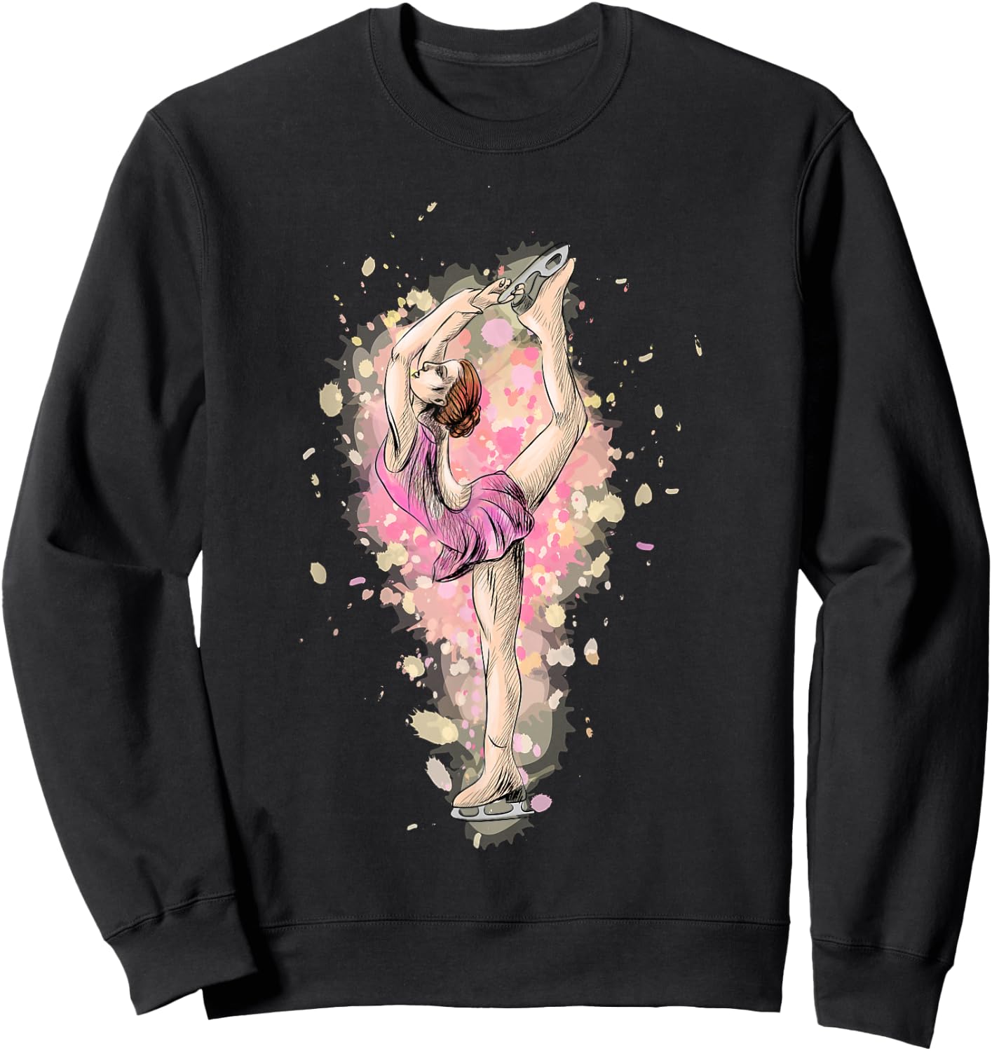 Watercolour Skating Girl Sweatshirt - Sweatshirt | Black