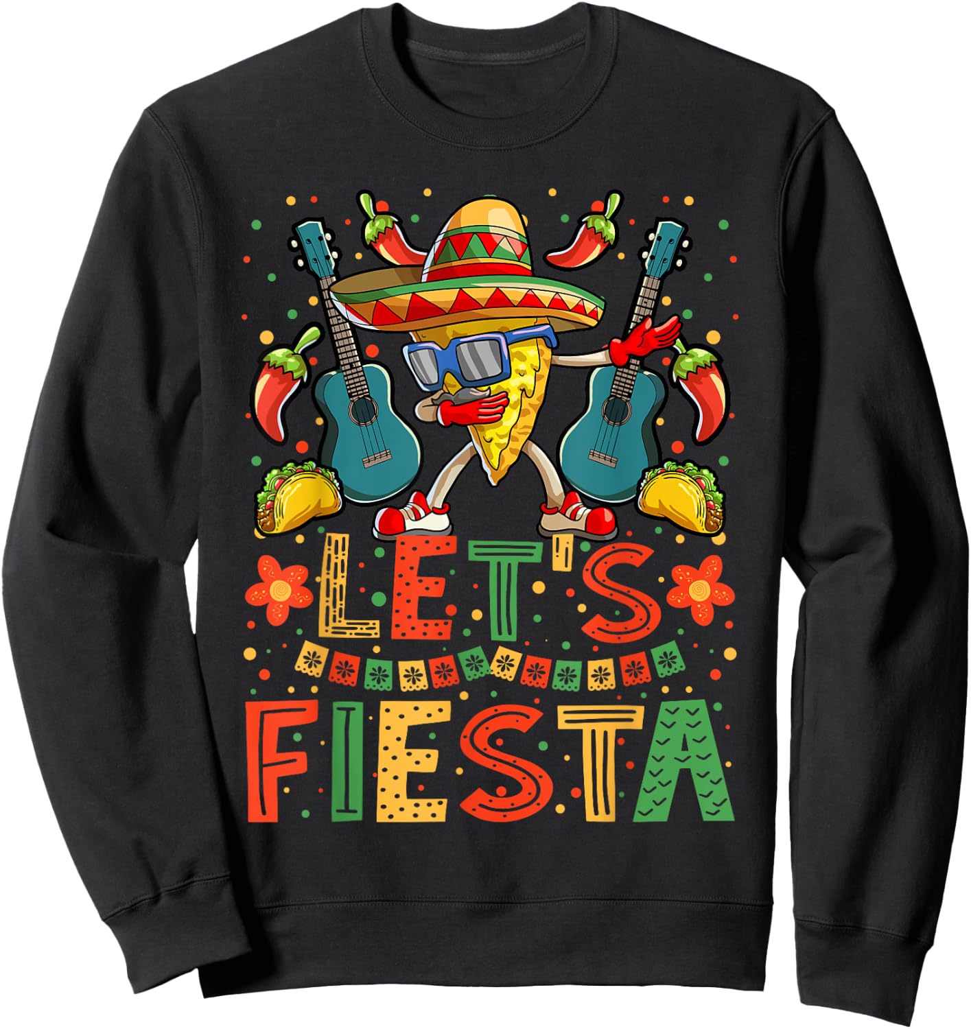 Dabbing Nacho Cinco de Mayo Shirt Women Men Lets Fiesta Sweatshirt - Sweatshirt | Black