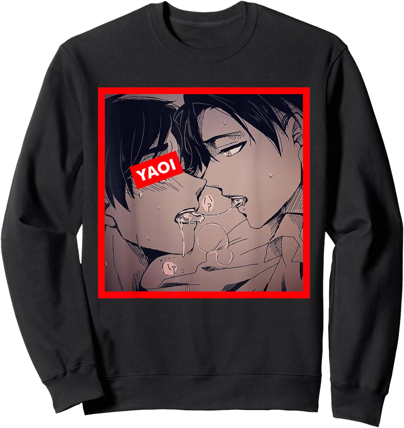 Sloppy Yaoi Ahegao Kiss Shota Lovers Sweatshirt - Sweatshirt | Black