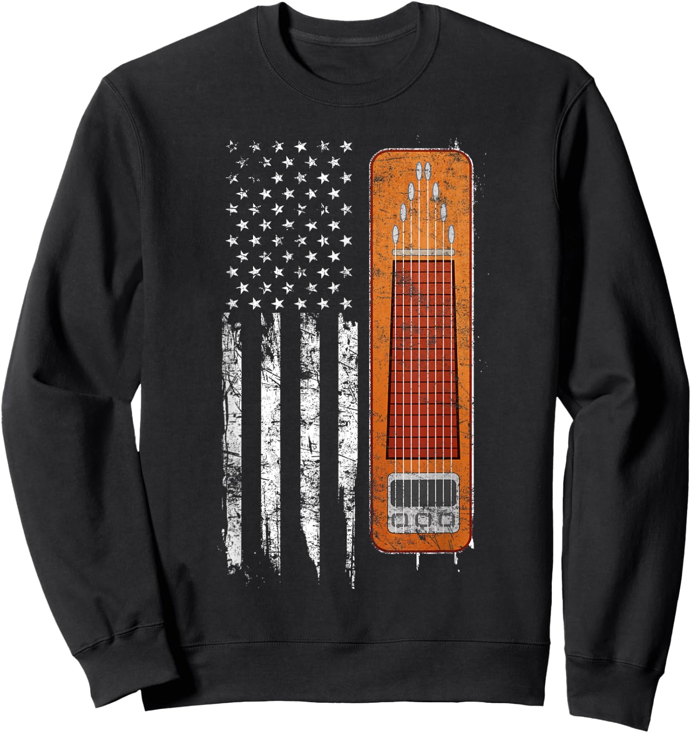 Mega Awesome Musician Shirts Vintage Pedal Steel Flag - Black, Small Sweatshirt - Sweatshirt | Black