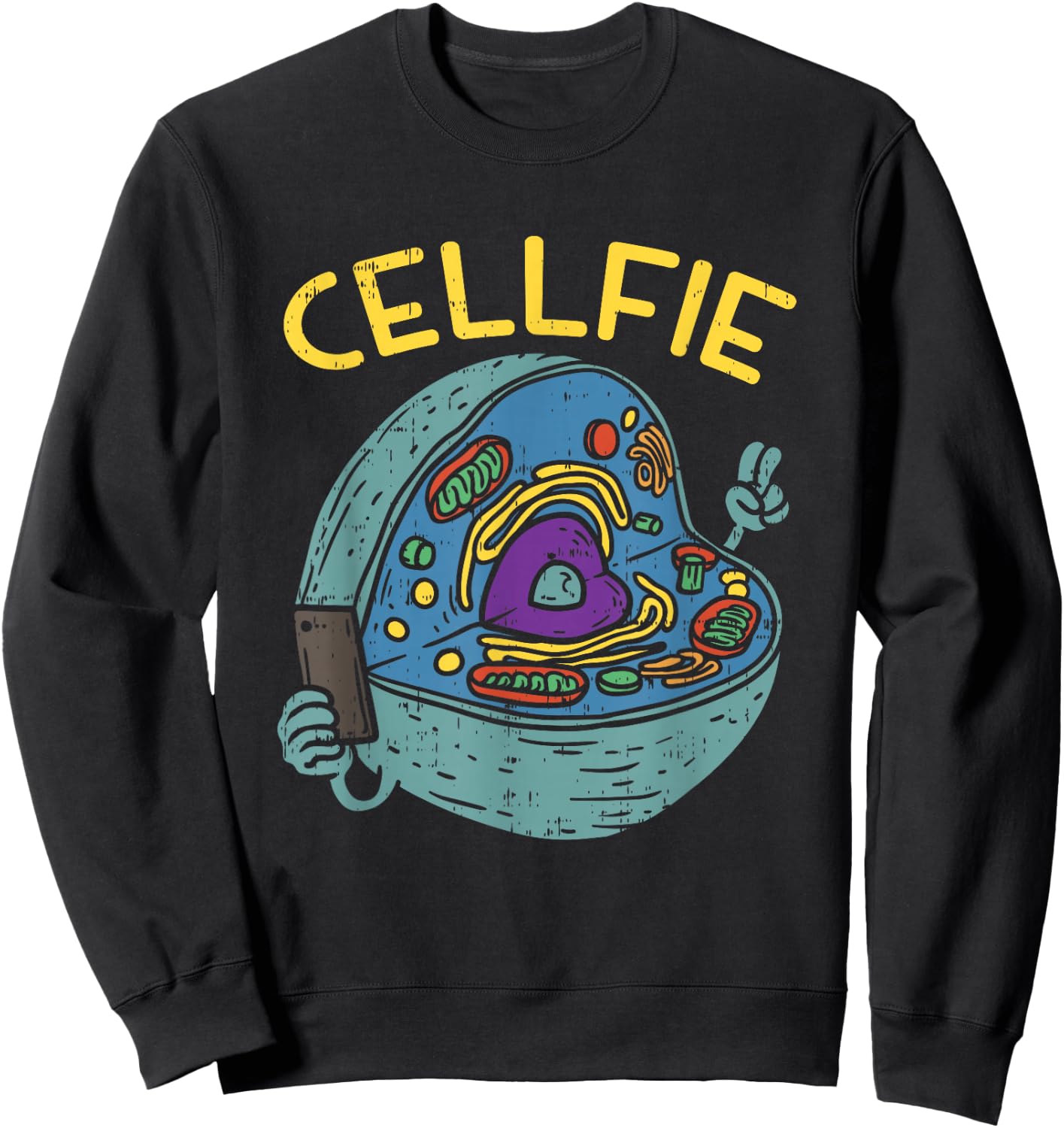 Cell Fie Funny Cellfie Selfie Science Biology Teacher Sweatshirt - Sweatshirt | Black
