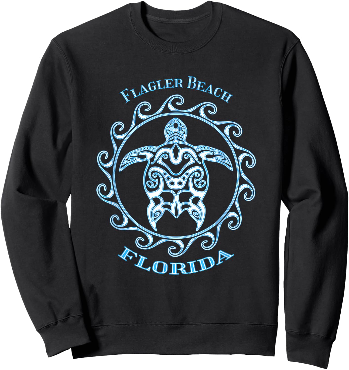Flagler Beach Florida Tribal Sea Turtle Summer Sweatshirt - Sweatshirt | Black