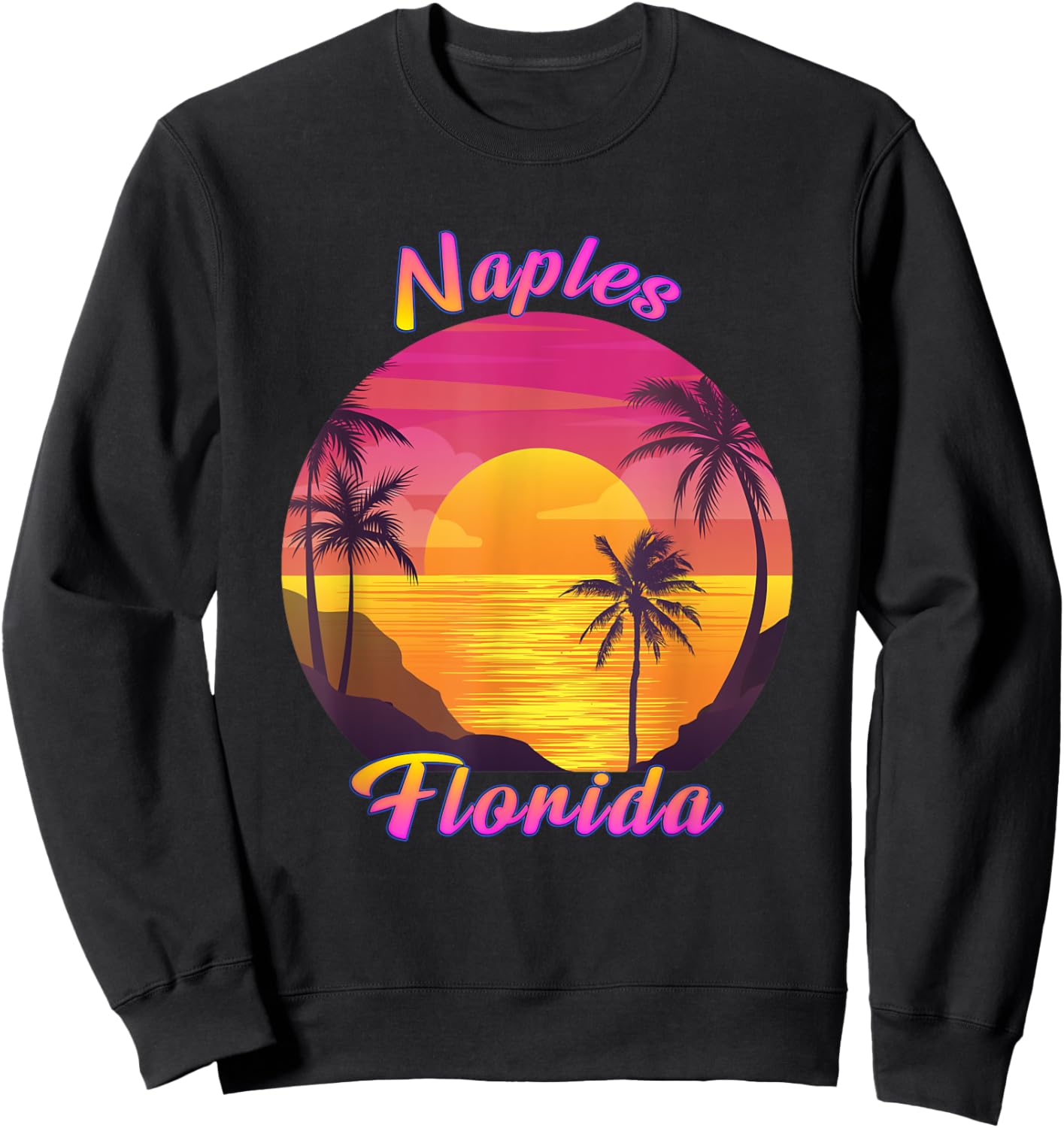 Naples FL Florida Vintage Retro 70s 80s Vacation Souvenir Sweatshirt - Sweatshirt | Black