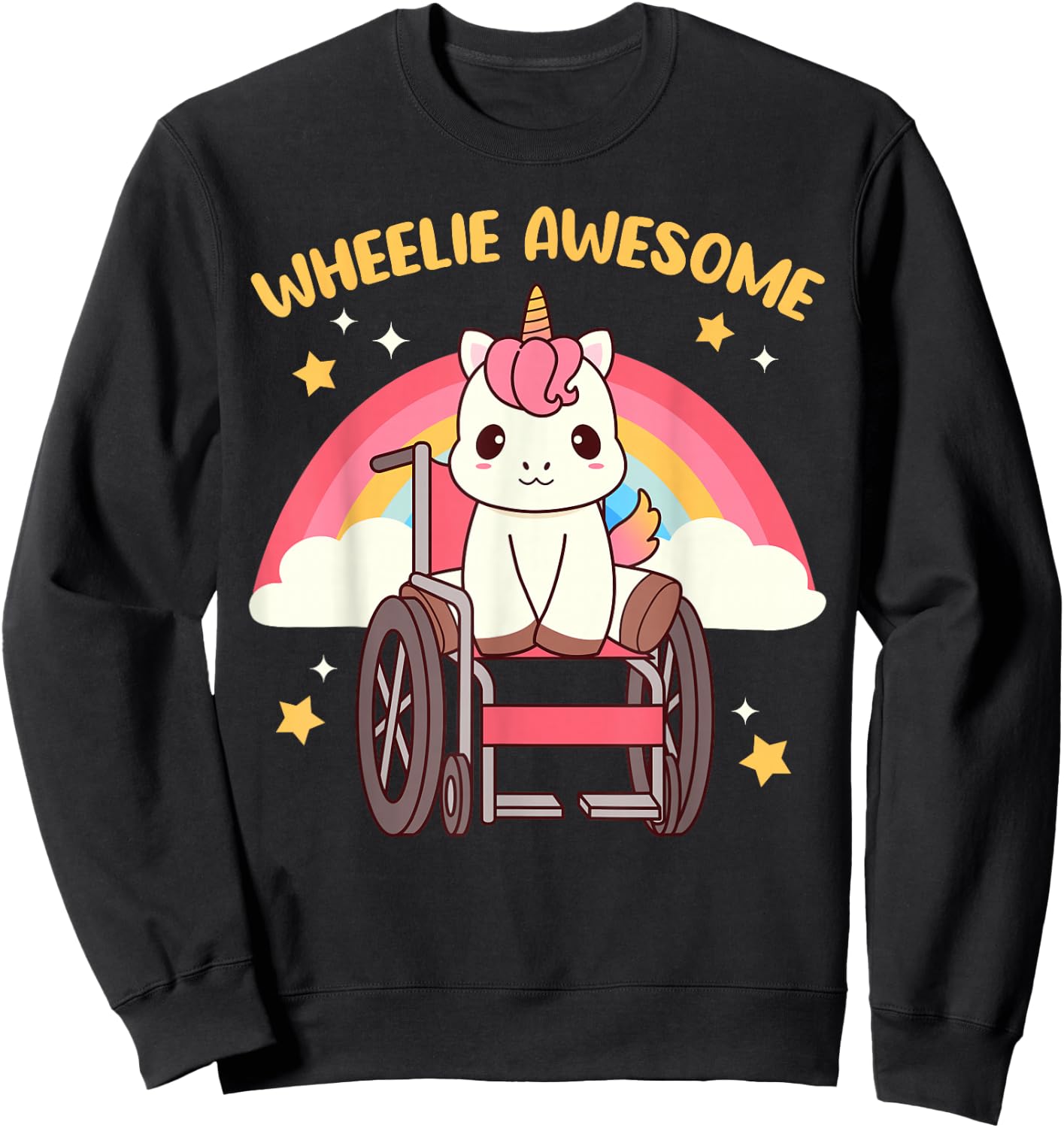 Cute Kawaii Unicorn in Wheelchair - Handicap Sweatshirt - Sweatshirt | Black