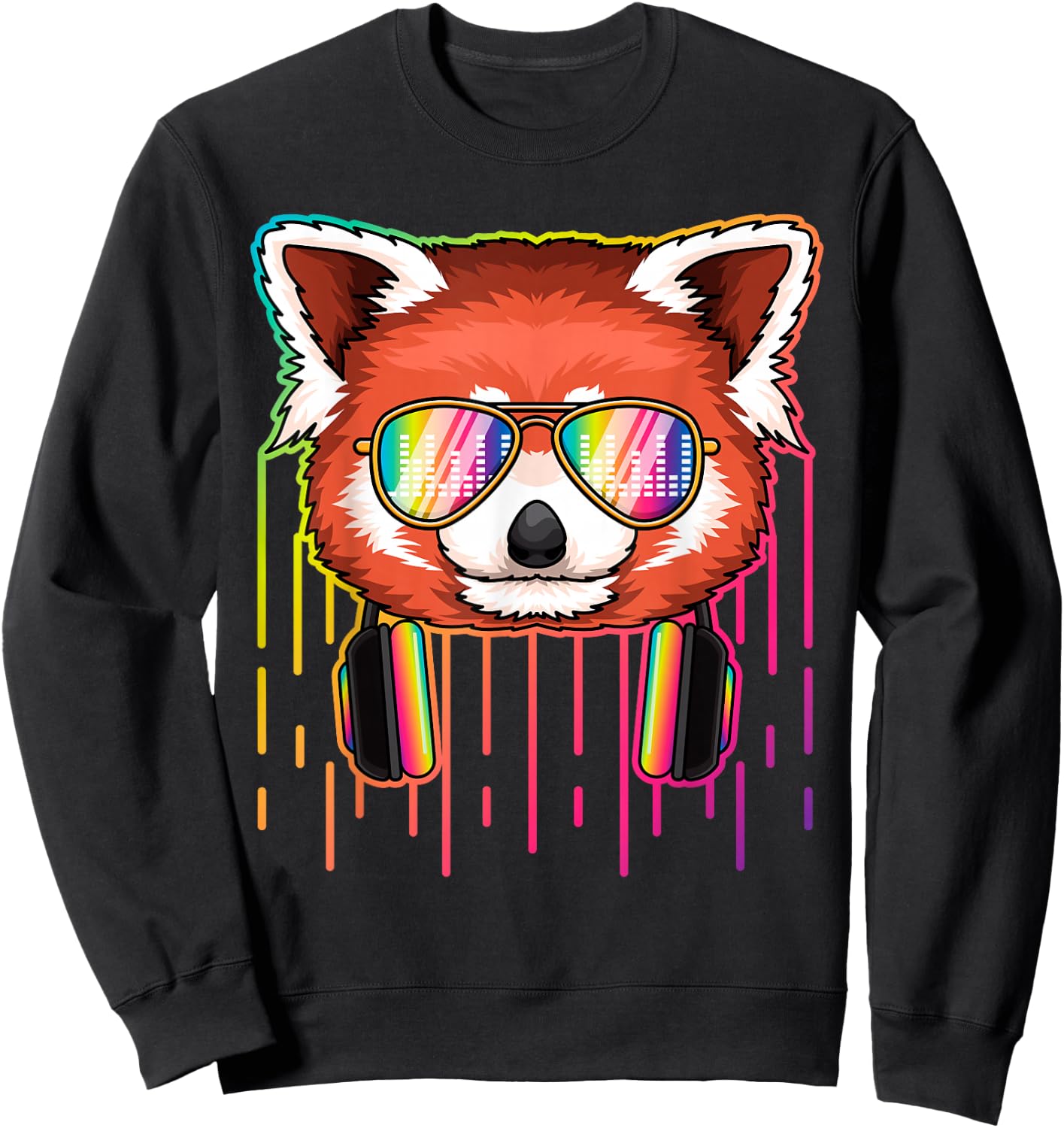 Funny Dj Shirt Red Panda Dj Party Animal Music Lover DJs Sweatshirt - Sweatshirt | Black