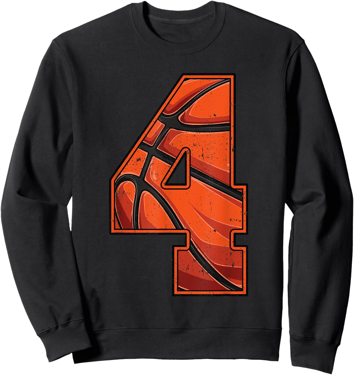 Basketball Fourth 4th Birthday Boy Girl Four 4 Years Old Sweatshirt - Sweatshirt | Black