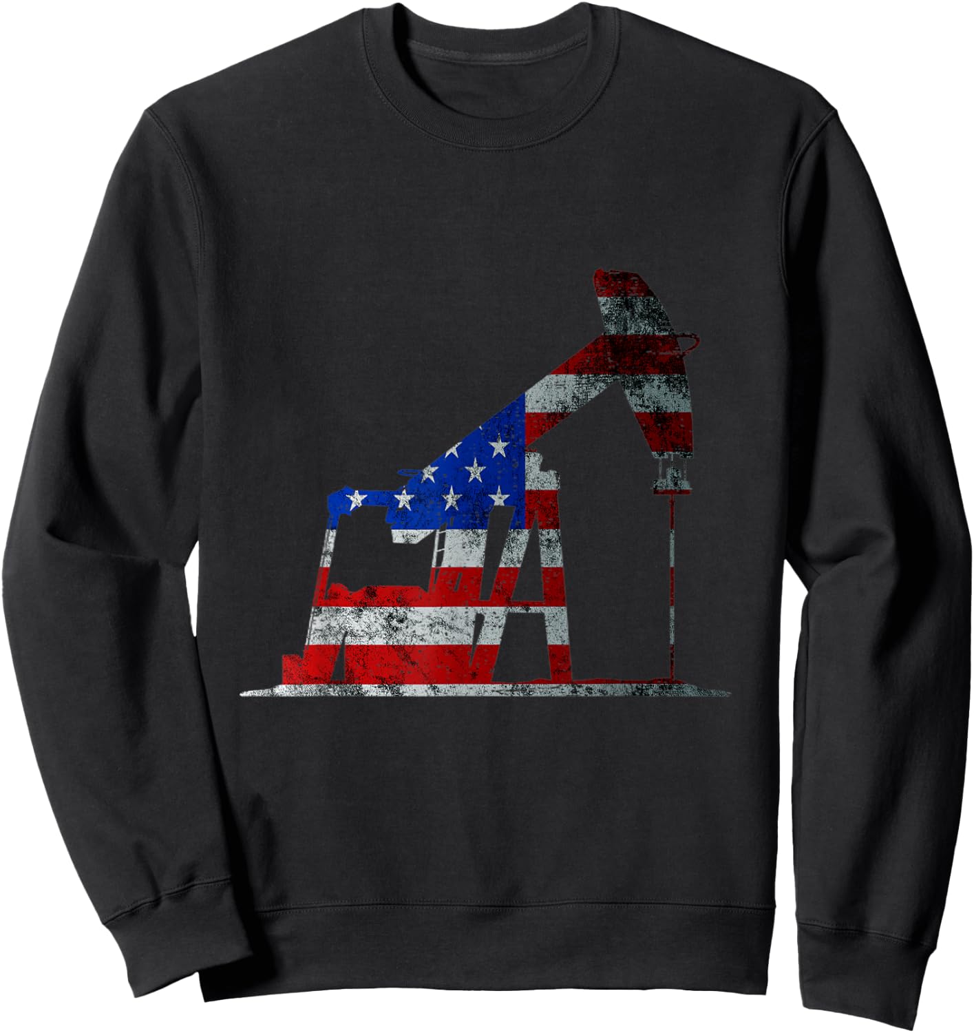 Oilfield Worker Rig Drilling US Flag Oil Rig Man Oil Driller Sweatshirt - Sweatshirt | Black