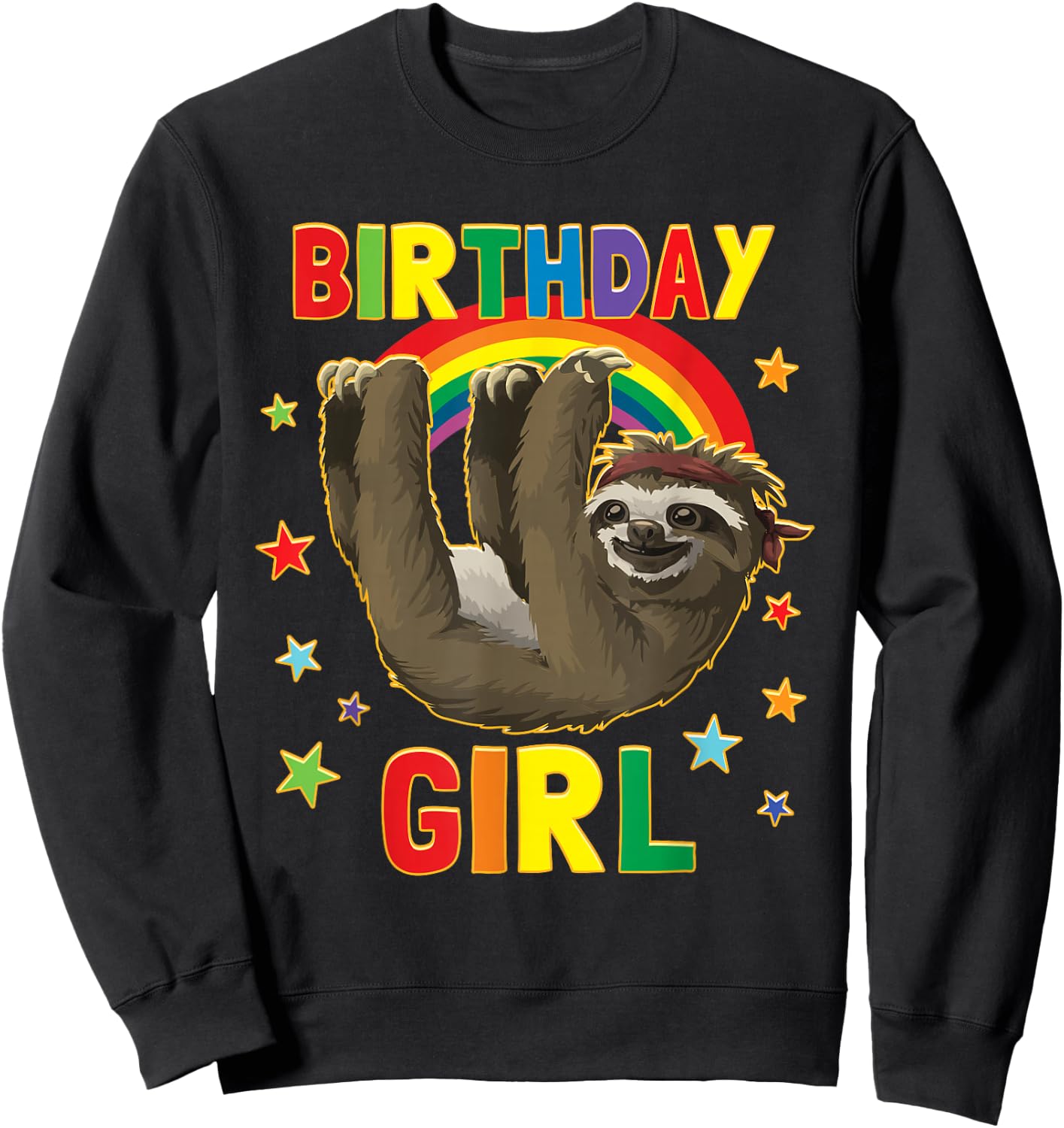 Girl Birthday Sloth B-day Party Kids Gift Sloth Lovers Sweatshirt - Sweatshirt | Black