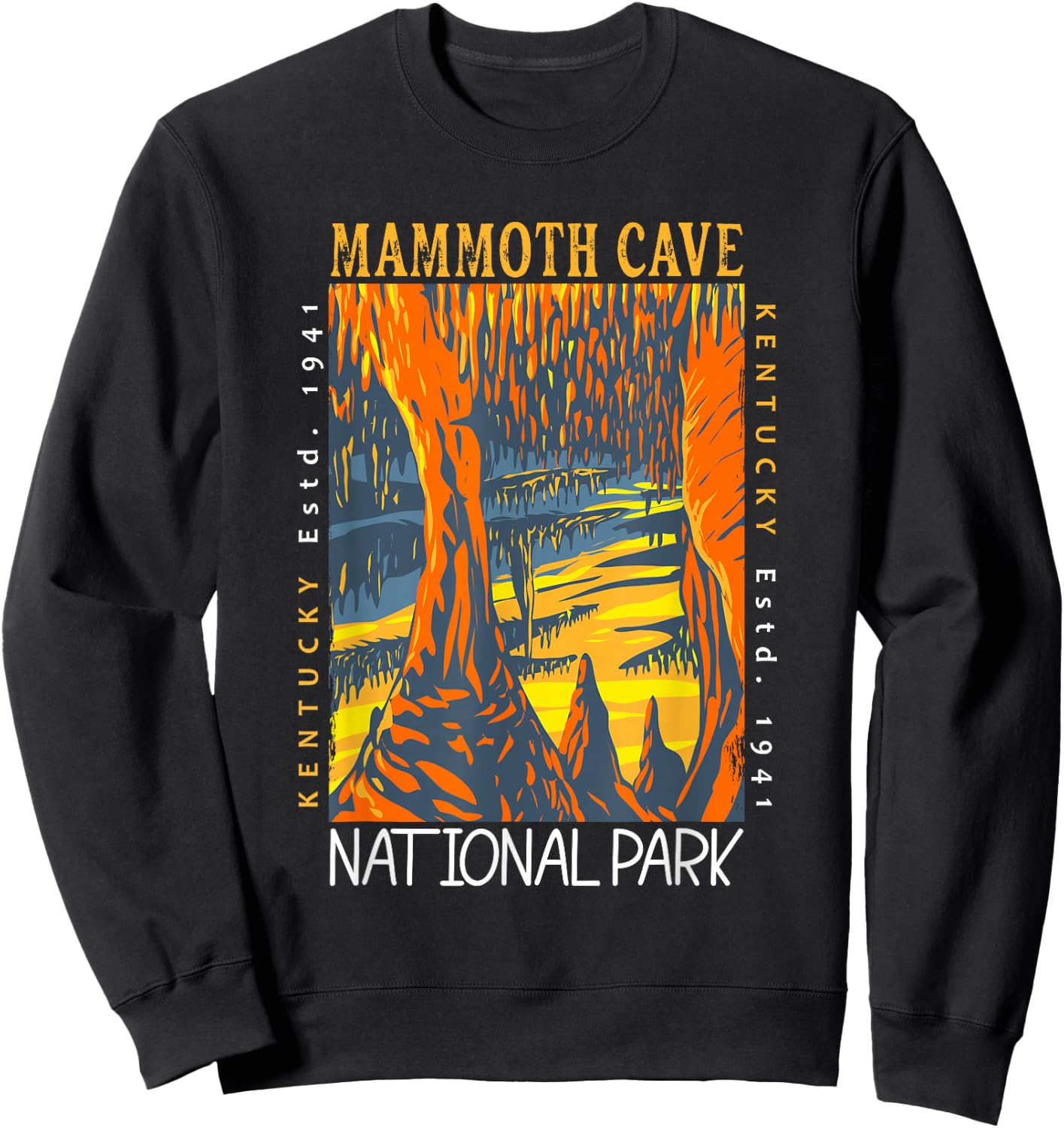 Mammoth Cave National Park Kentucky Distressed Vintage Sweatshirt - Sweatshirt | Black