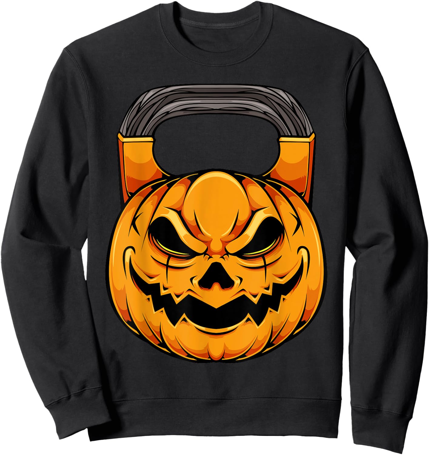 Pumpkin Dumbbell Lazy Halloween Costume Workout Gym Lover Sweatshirt - Sweatshirt | Black