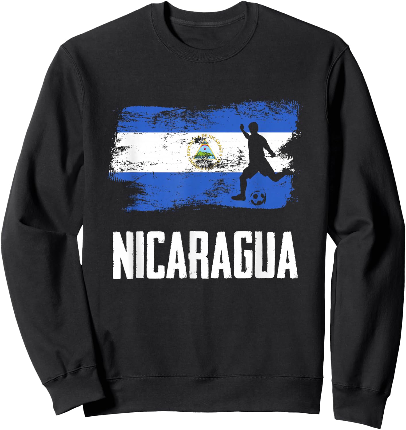 Nicaragua Flag Jersey Nicaraguan Soccer Team Nicaraguan Sweatshirt - Sweatshirt | Black