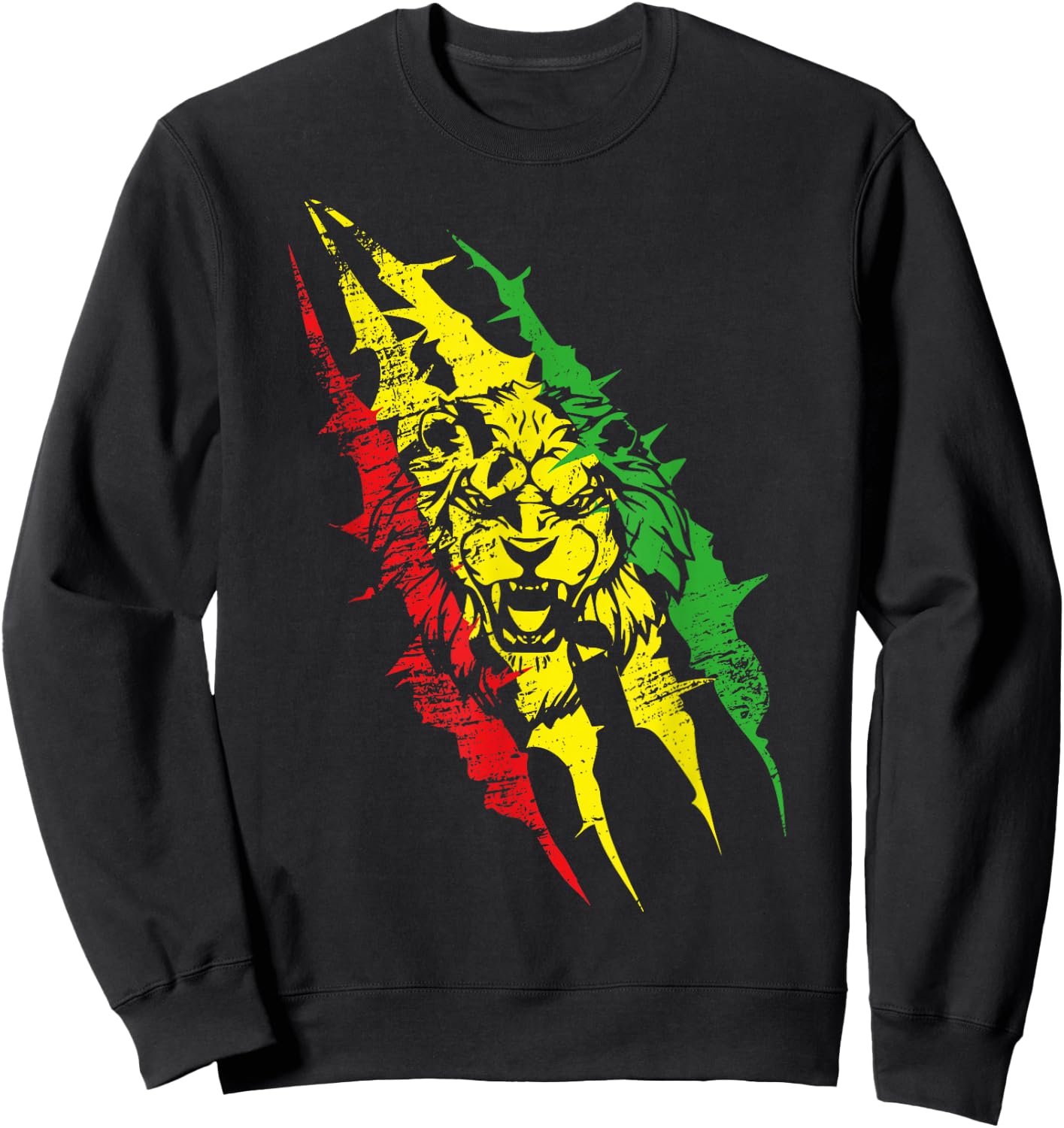 Lion Rasta Rastafarian Reggae Red Yellow Sweatshirt - Sweatshirt | Black