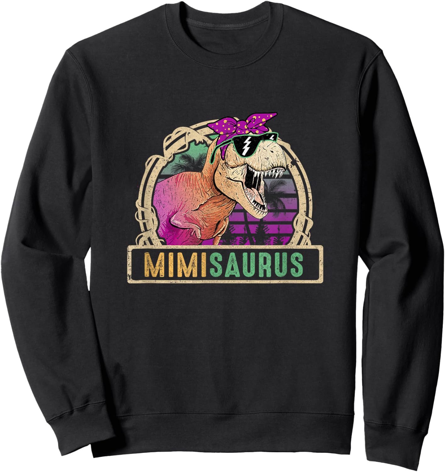 Mimi Saurus Mimisaurus T Rex Dinosaur Family Matching Sweatshirt - Sweatshirt | Black