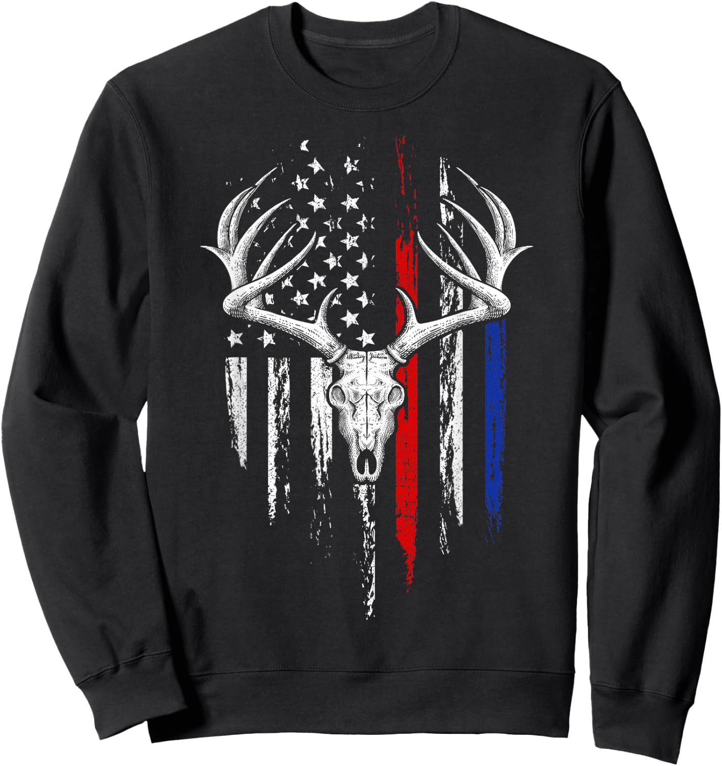 Bowhunting American Flag USA Bow Whitetail Deer Hunter Gift Sweatshirt - Sweatshirt | Black