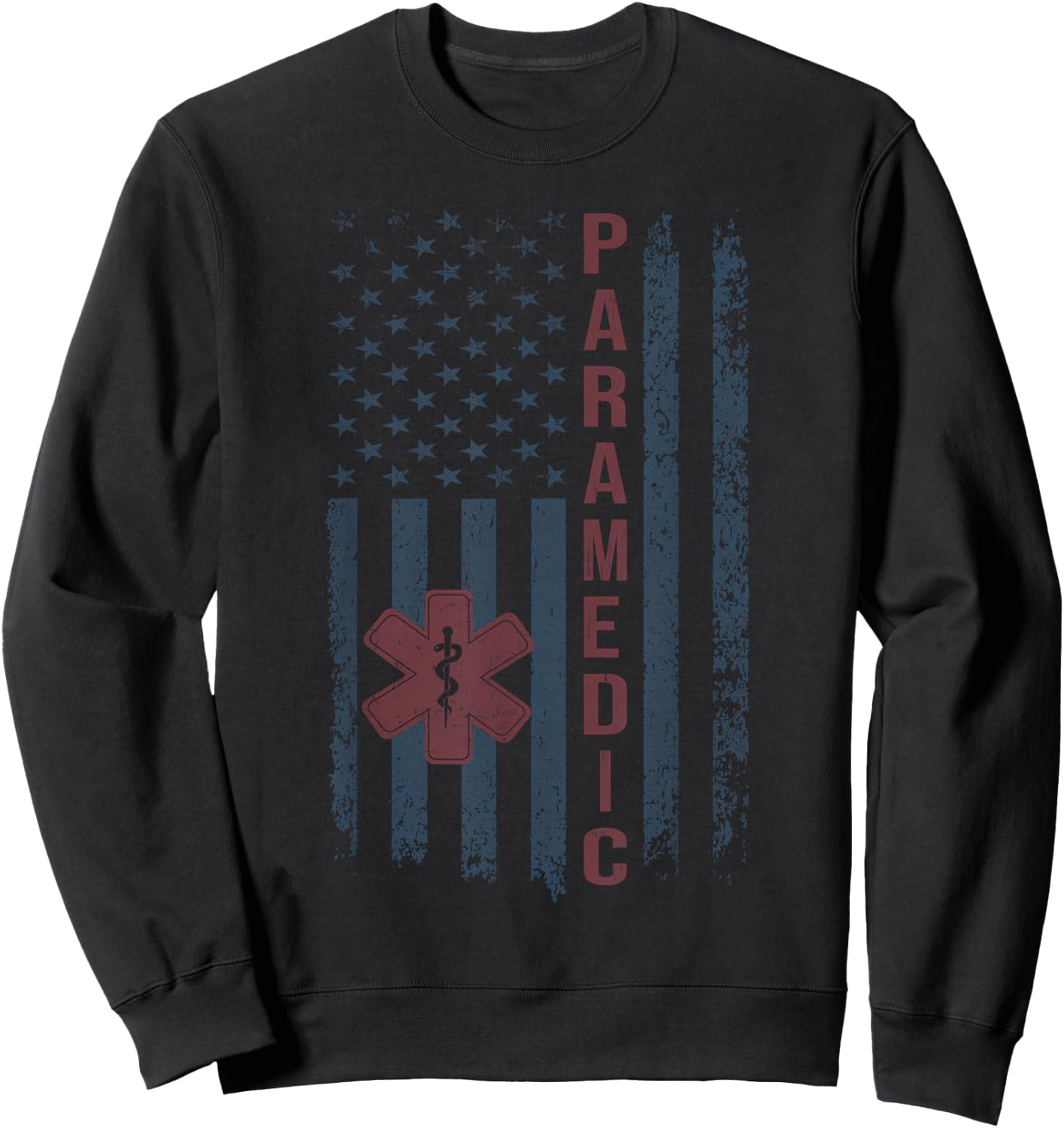 Paramedic American Flag USA EMS EMT first responder Women Kids Men Sweatshirt - Sweatshirt | Black