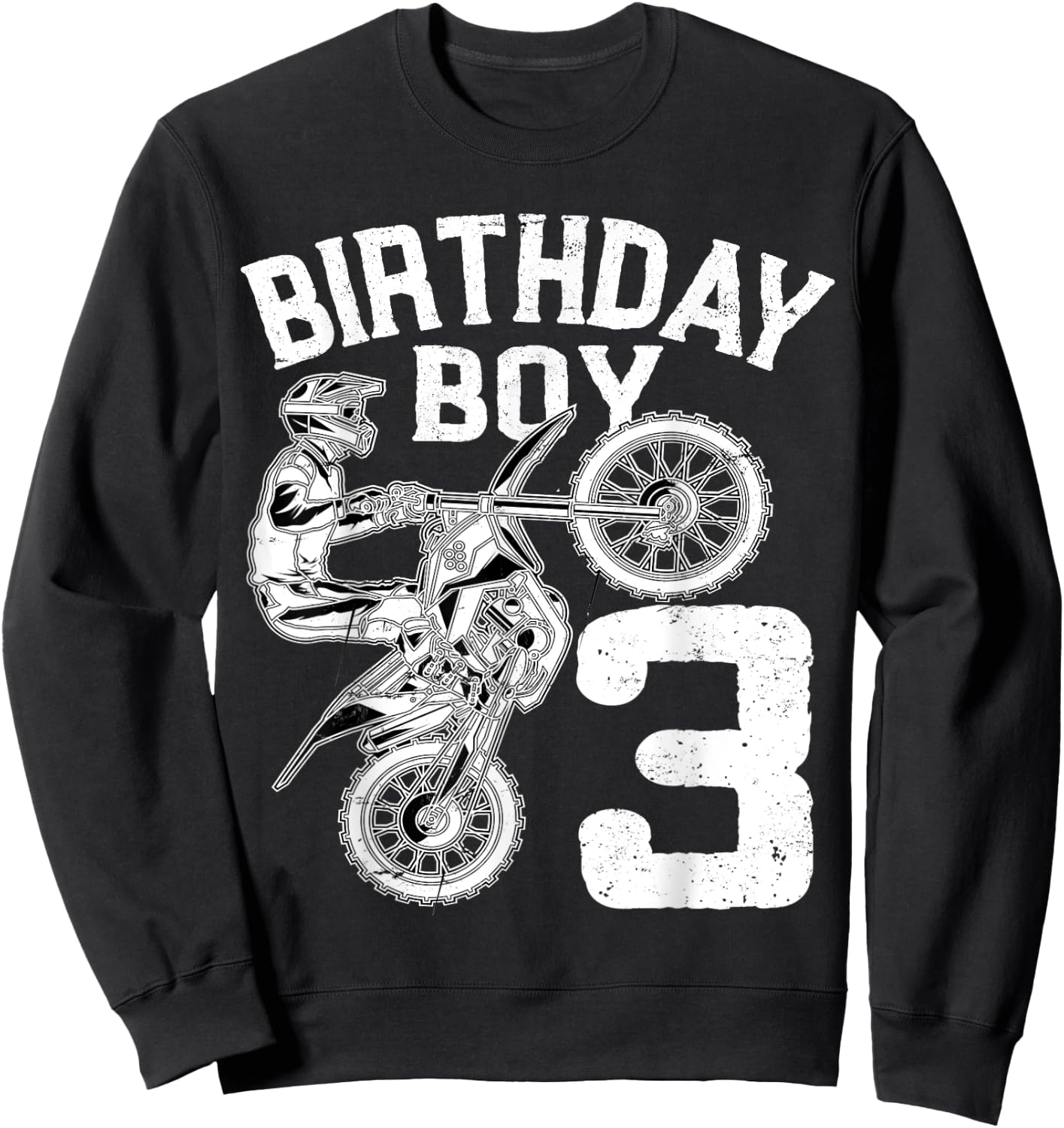 Kids 3 Year Old Dirt Bike Birthday Party Motocross MX 3rd Sweatshirt - Sweatshirt | Black