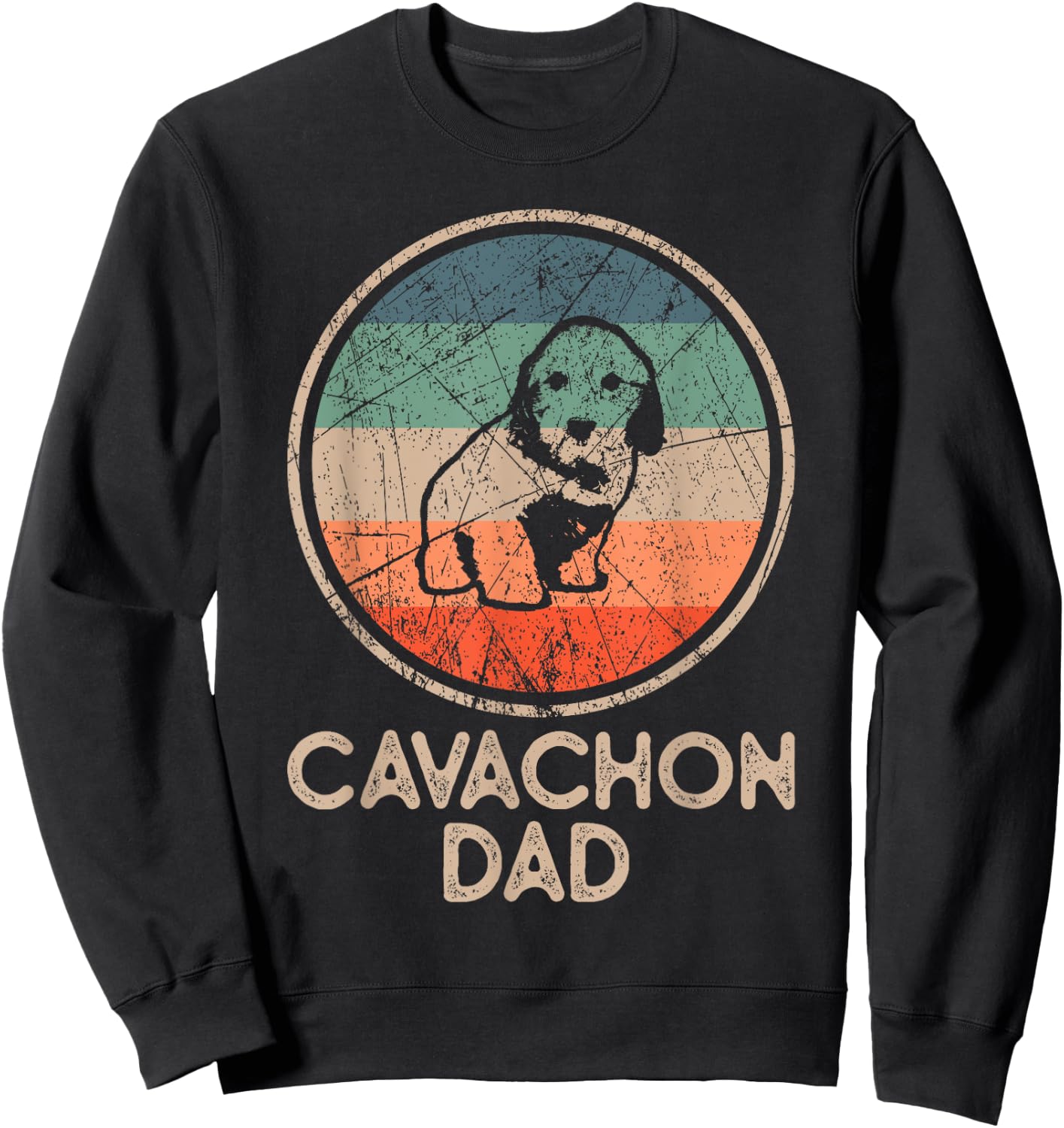 Cavachon Dog - Vintage Cavachon Dad Sweatshirt - Sweatshirt | Black